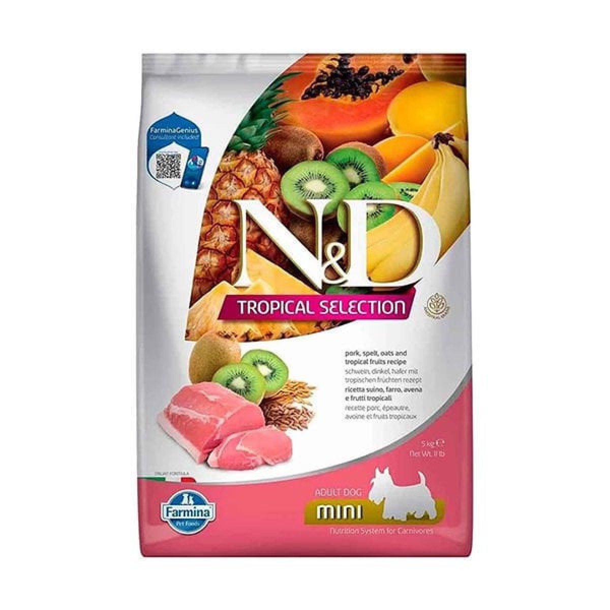 N&D Tropical Selection Domuzlu ve Kivili Mini Irk Yetişkin Köpek Maması 5 Kg