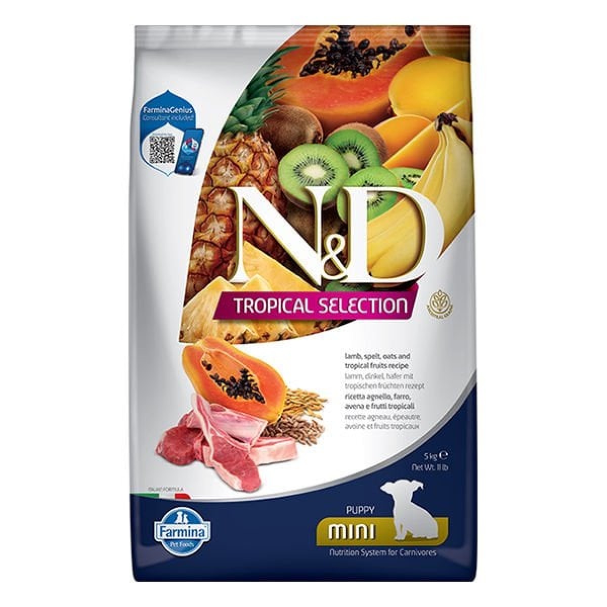 N&D Tropical Selection Kuzu Etli ve Tropikal Meyveli Mini Irk Yavru Köpek Maması 5 Kg