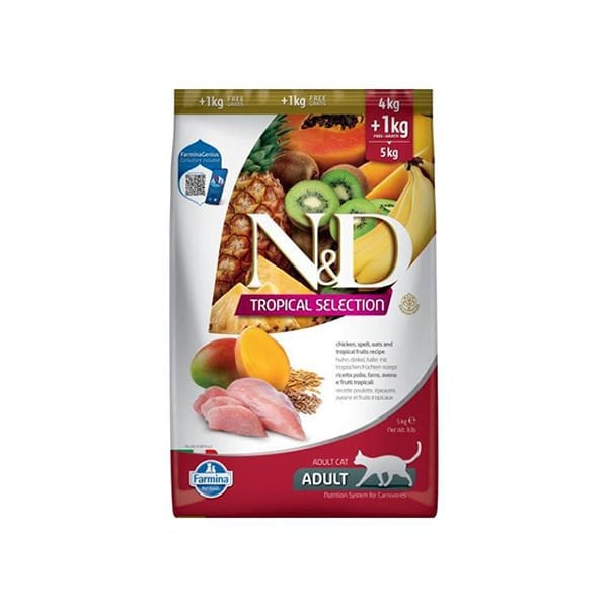 N&D Tropical Selection Tavuklu ve Tropikal Meyveli Yetişkin Kedi Maması 4 Kg+1 Kg Hediyeli N&D Tropical Selection Tavuklu ve Tropikal Meyveli Yetişkin Kedi Maması 4 Kg+1 Kg Hediyeli