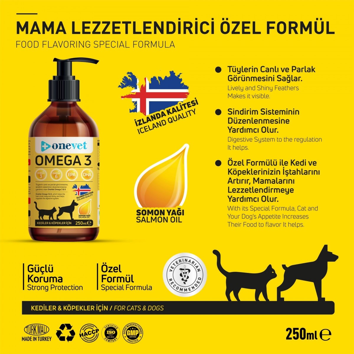 OneVet Omega 3 Kedi ve Köpekler İçin Bağışıklık Destekleyici Balık Yağı 250 Ml OneVet Omega 3 Kedi ve Köpekler İçin Bağışıklık Destekleyici Balık Yağı 250 Ml