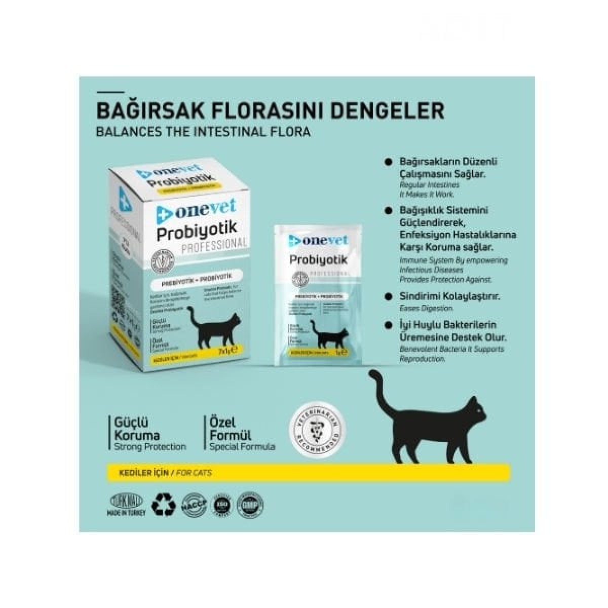 OneVet Sindirim ve Bağışıklık Güçlendirici Kediler için Probiyotik Saşe 1 Gr 30 Adet OneVet Sindirim ve Bağışıklık Güçlendirici Kediler için Probiyotik Saşe 1 Gr 30 Adet