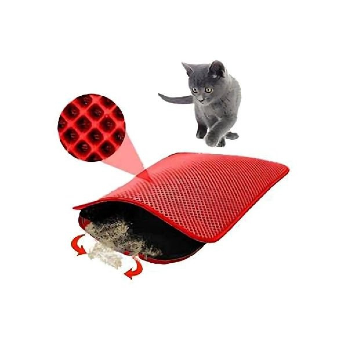 Petpretty Elekli Kedi Tuvaleti Paspası 50x60 Cm Kırmızı Petpretty Elekli Kedi Tuvaleti Paspası 50x60 Cm Kırmızı