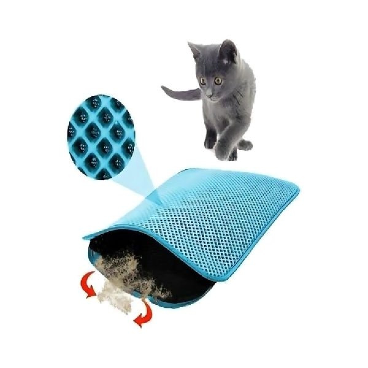 Petpretty Elekli Kedi Tuvaleti Paspası 50x60 Cm Turkuaz Petpretty Elekli Kedi Tuvaleti Paspası 50x60 Cm Turkuaz