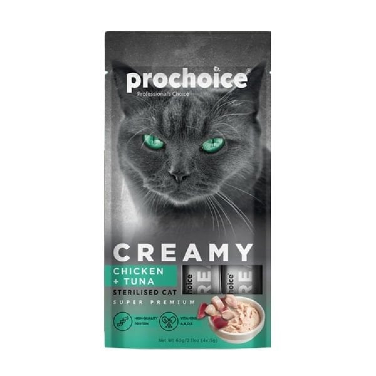 Prochoice Creamy Tavuklu ve Ton Balıklı Sıvı Kedi Ödül Maması 15 Gr 4 Adet Prochoice Creamy Tavuklu ve Ton Balıklı Sıvı Kedi Ödül Maması 15 Gr 4 Adet