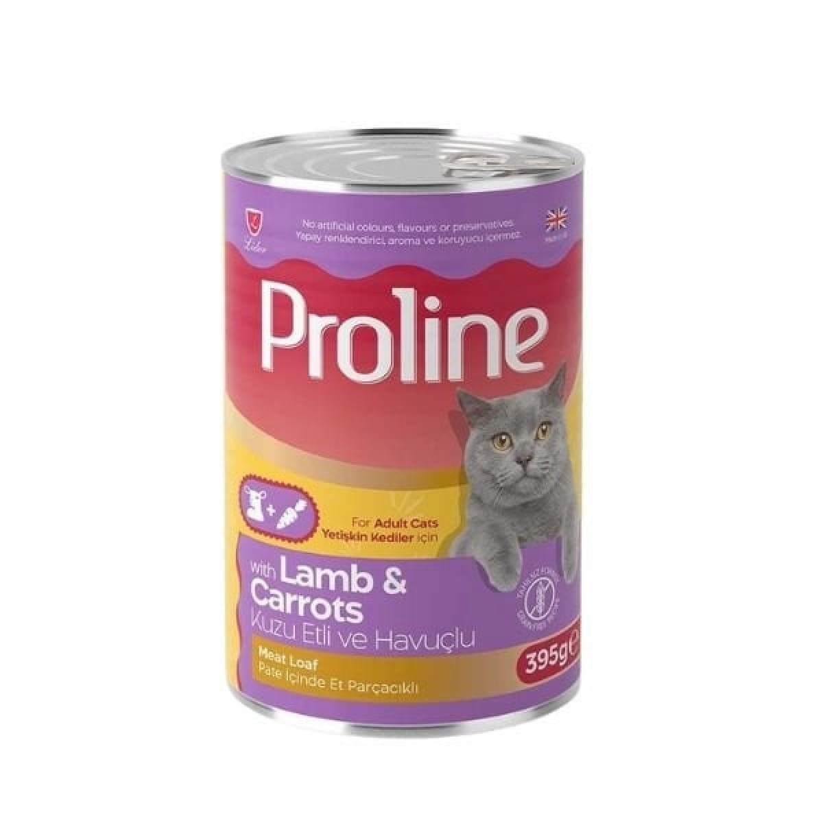Proline Pate İçinde Et Parçacıklı Kuzu Etli ve Havuçlu Yetişkin Konserve Kedi Maması 395 Gr Proline Pate İçinde Et Parçacıklı Kuzu Etli ve Havuçlu Yetişkin Konserve Kedi Maması 395 Gr