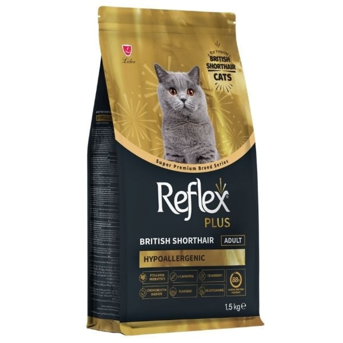 Reflex Plus British Shorthair Tavuklu ve Kızılcıklı Yetişkin Kedi Maması 1.5 Kg Reflex Plus British Shorthair Tavuklu ve Kızılcıklı Yetişkin Kedi Maması 1.5 Kg