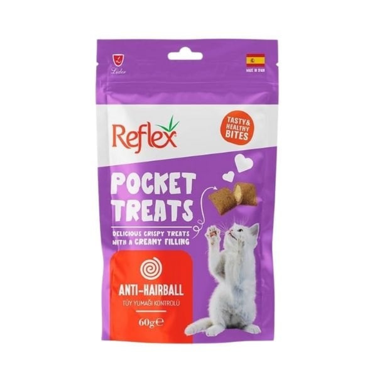 Reflex Pocket Treats Anti-Hairball Tüy Yumağı Önleyici Kedi Ödül Maması 60 Gr Reflex Pocket Treats Anti-Hairball Tüy Yumağı Önleyici Kedi Ödül Maması 60 Gr