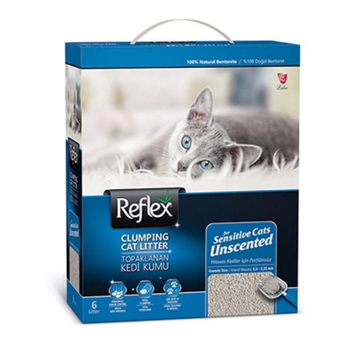 Reflex Sensitive Kokusuz Bentonit Doğal Kedi Kumu 6 Lt Reflex Sensitive Kokusuz Bentonit Doğal Kedi Kumu 6 Lt