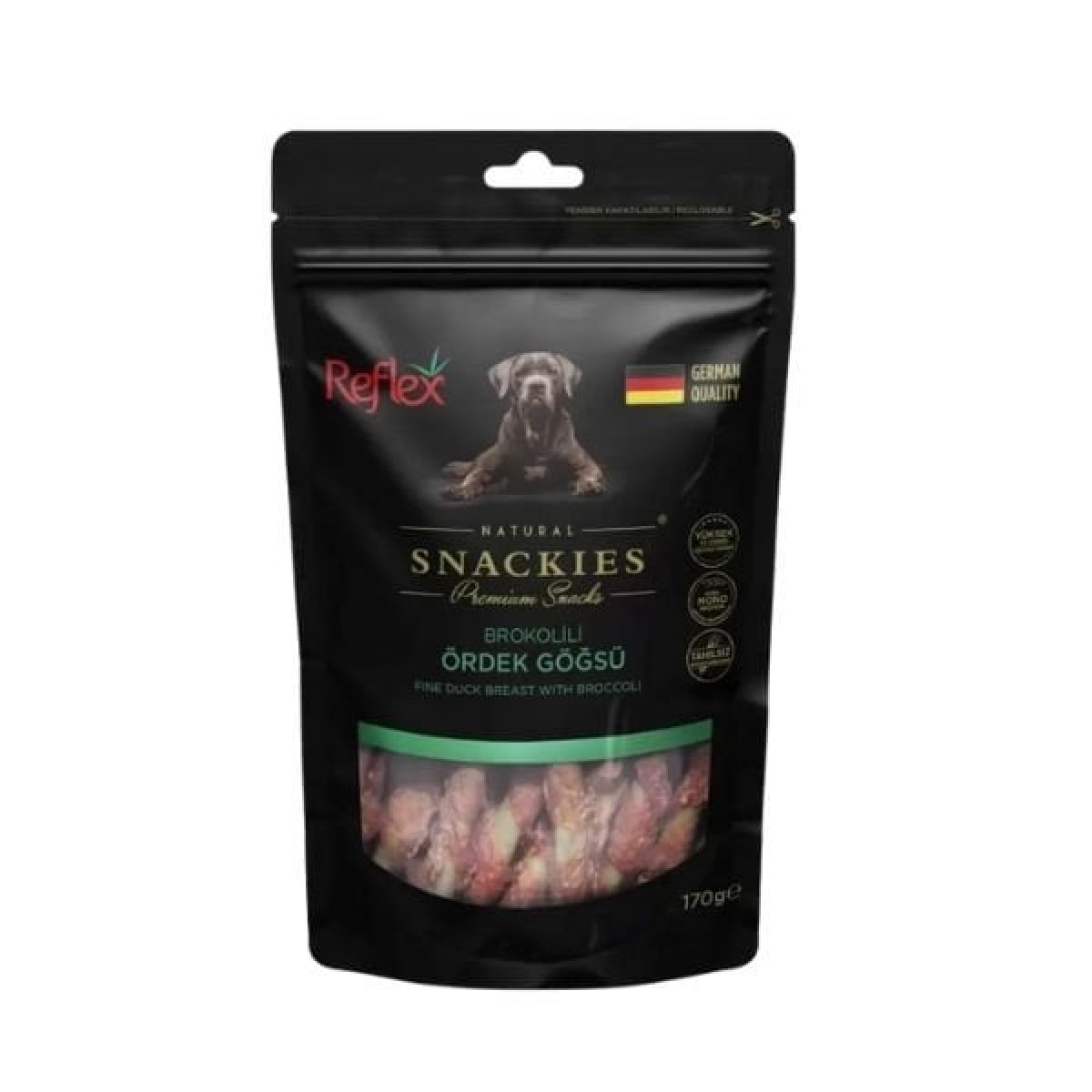 Reflex Snackies Natural Brokolili Ördek Göğsü Tahılsız Köpek Ödül Maması 170 Gr Reflex Snackies Natural Brokolili Ördek Göğsü Tahılsız Köpek Ödül Maması 170 Gr