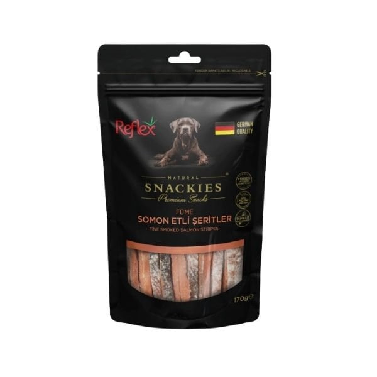 Reflex Snackies Natural Füme Somon Etli Şerit Köpek Ödül Maması 170 Gr Reflex Snackies Natural Füme Somon Etli Şerit Köpek Ödül Maması 170 Gr