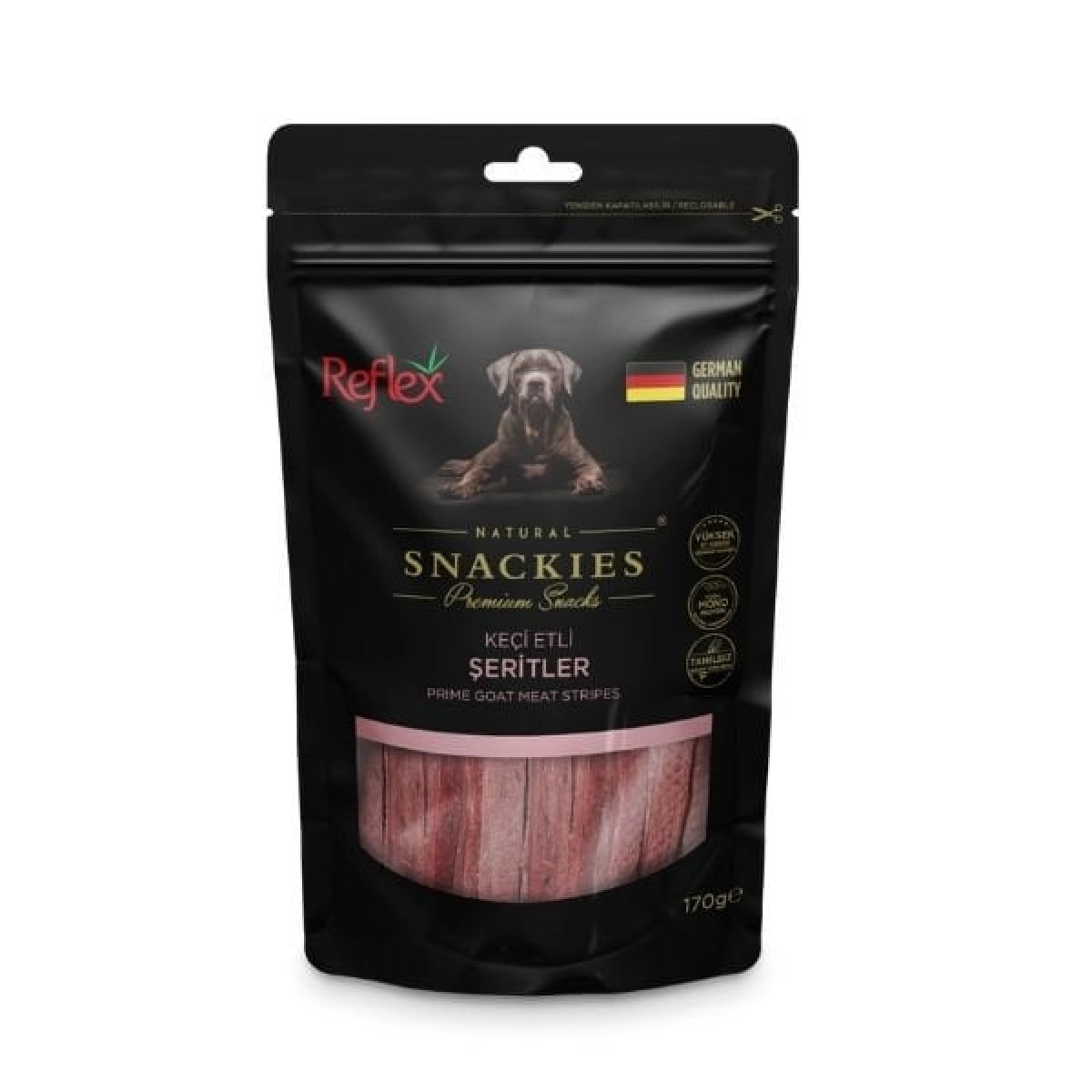 Reflex Snackies Natural Keçi Etli Şerit Tahılsız Köpek Ödül Maması 170 Gr Reflex Snackies Natural Keçi Etli Şerit Tahılsız Köpek Ödül Maması 170 Gr