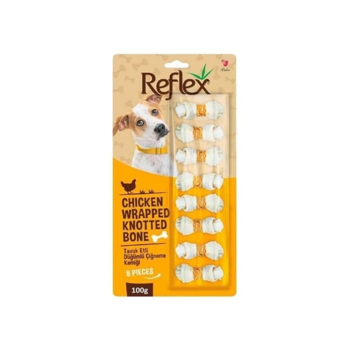 Reflex Tavuk Etli Çift Düğümlü Sekizli Çiğneme Kemiği Köpek Ödülü 100 Gr Reflex Tavuk Etli Çift Düğümlü Sekizli Çiğneme Kemiği Köpek Ödülü 100 Gr