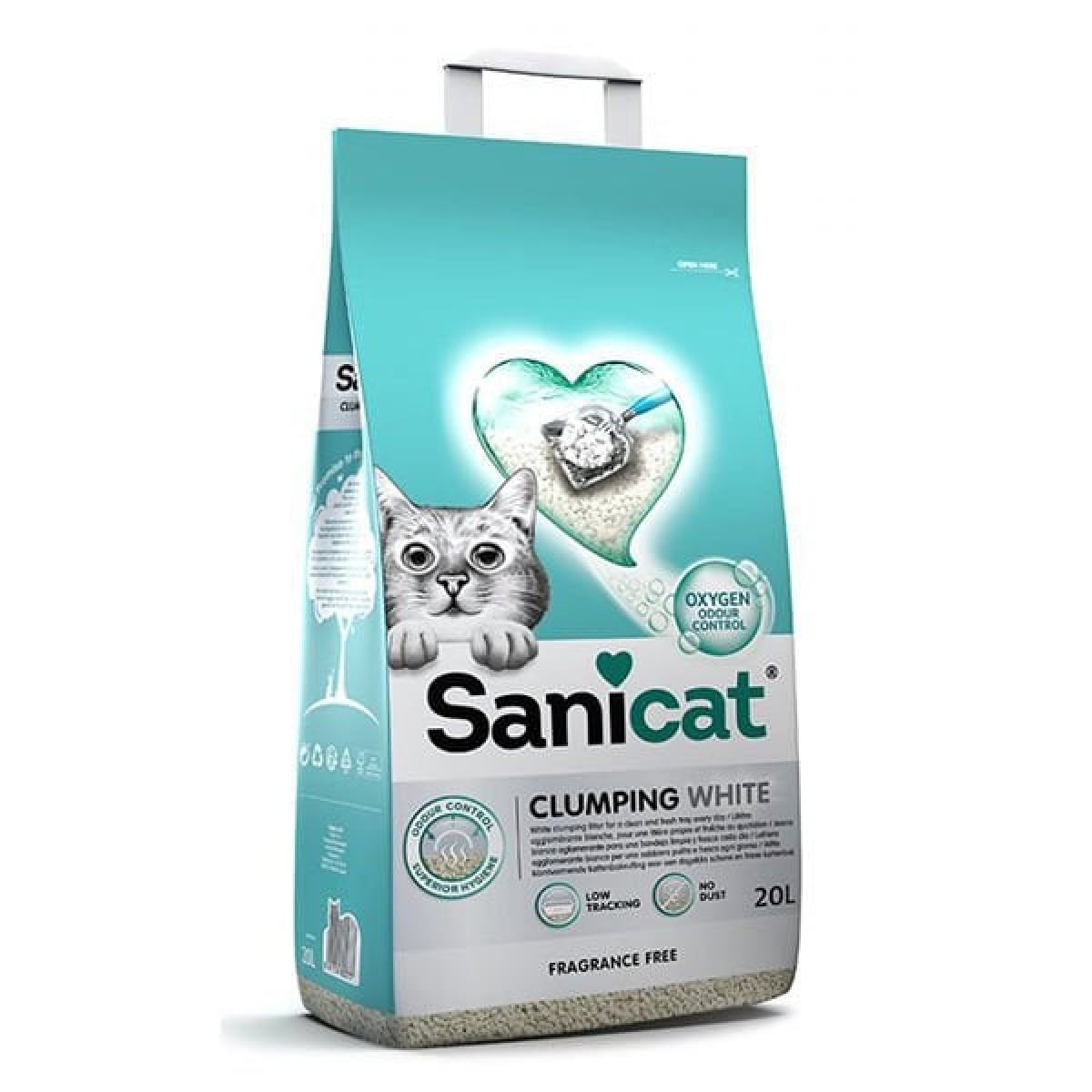 Sanicat Clumping White Kokusuz Süper Topaklanan Beyaz Kedi Kumu 20 Lt