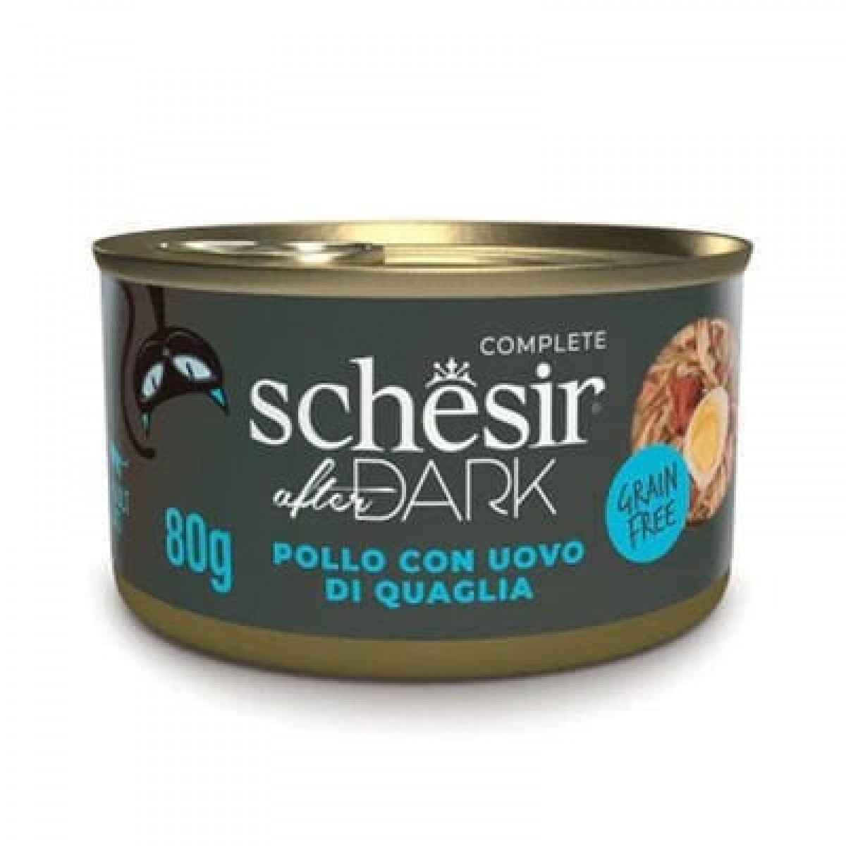 Schesir After Dark Et Suyu içinde Tavuklu ve Bıldırcın Yumurtalı Yetişkin Kedi Konservesi 80 Gr