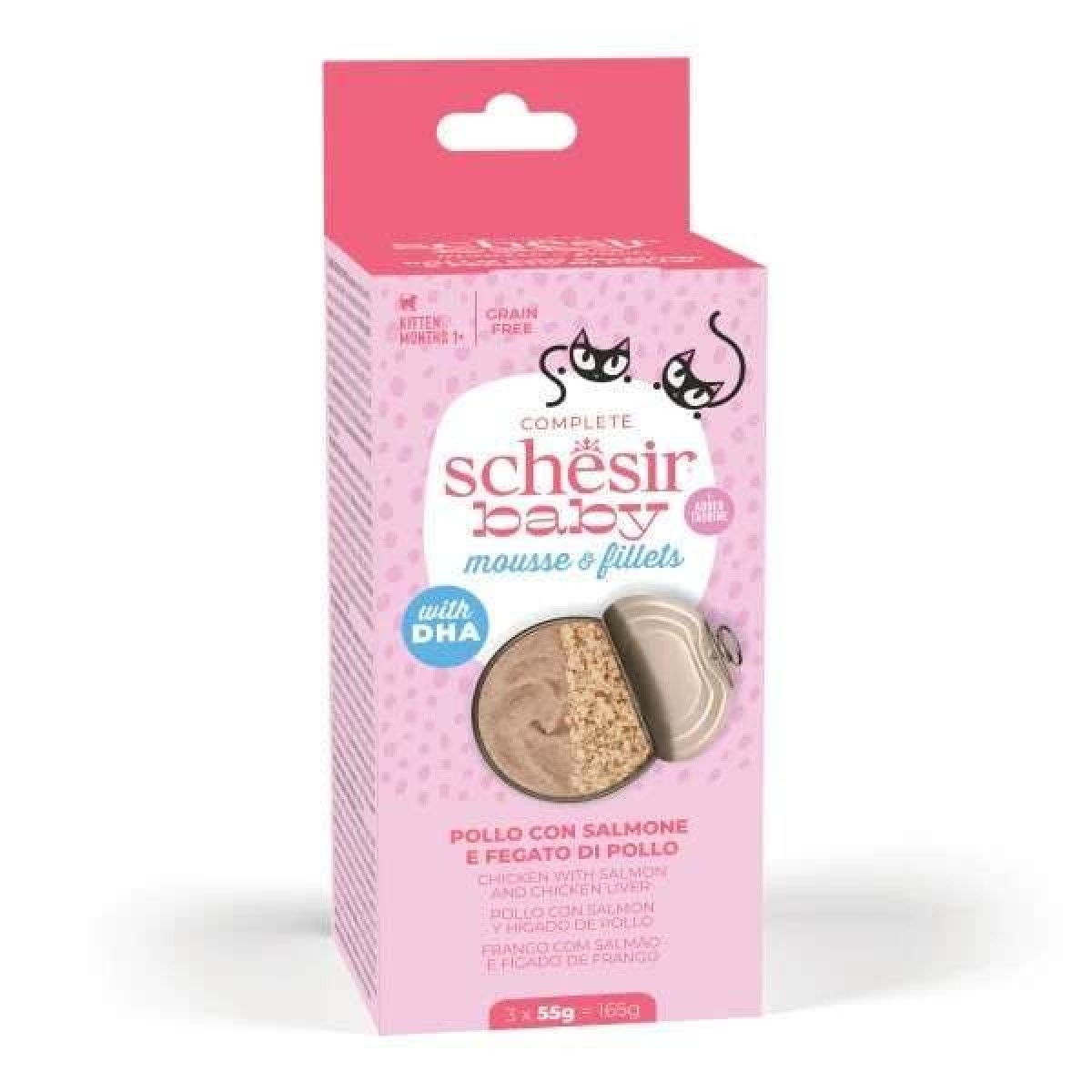 Schesir Baby Cat Somonlu ve Tavuk Ciğerli Yavru Kedi Konservesi 55 Gr 3 Adet Schesir Baby Cat Somonlu ve Tavuk Ciğerli Yavru Kedi Konservesi 55 Gr 3 Adet