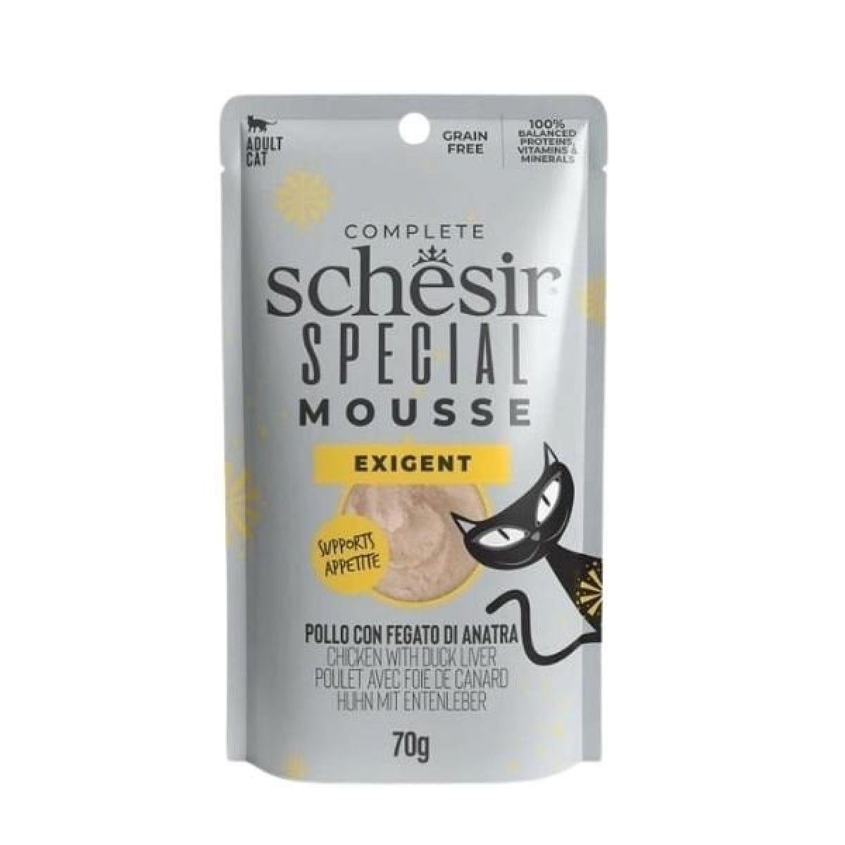 Schesir Special Mousse Tavuklu ve Ördek Ciğerli Pouch Yetişkin Konserve Kedi Maması 70 Gr Schesir Special Mousse Tavuklu ve Ördek Ciğerli Pouch Yetişkin Konserve Kedi Maması 70 Gr