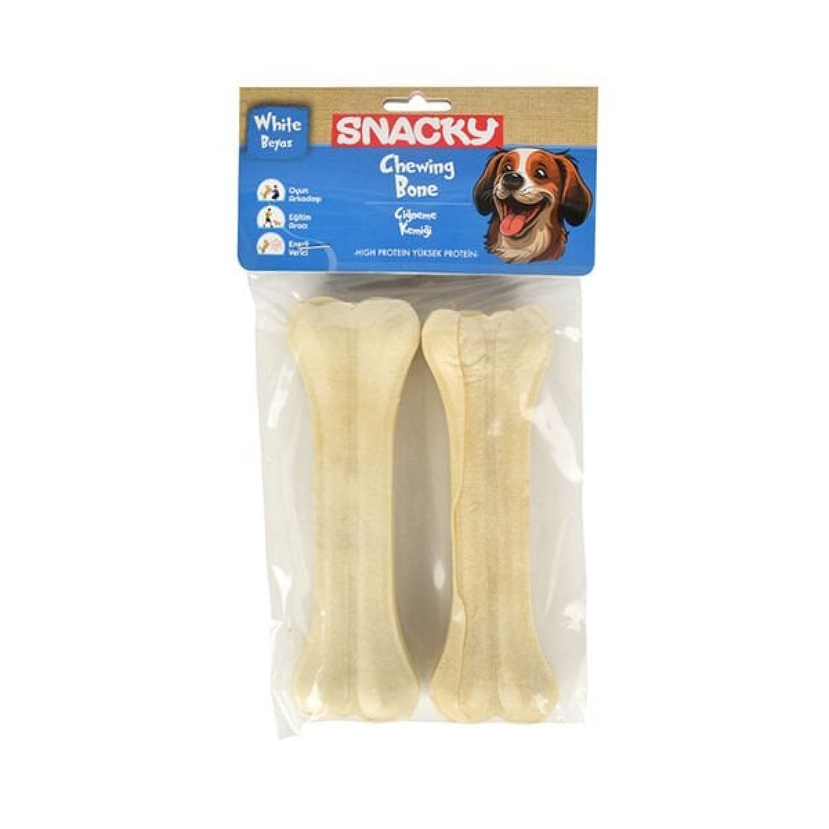 Snacky Beyaz Preslenmiş Yüksek Proteinli Köpek Çiğneme Kemiği 2 Adet 145 Gr Snacky Beyaz Preslenmiş Yüksek Proteinli Köpek Çiğneme Kemiği 2 Adet 145 Gr