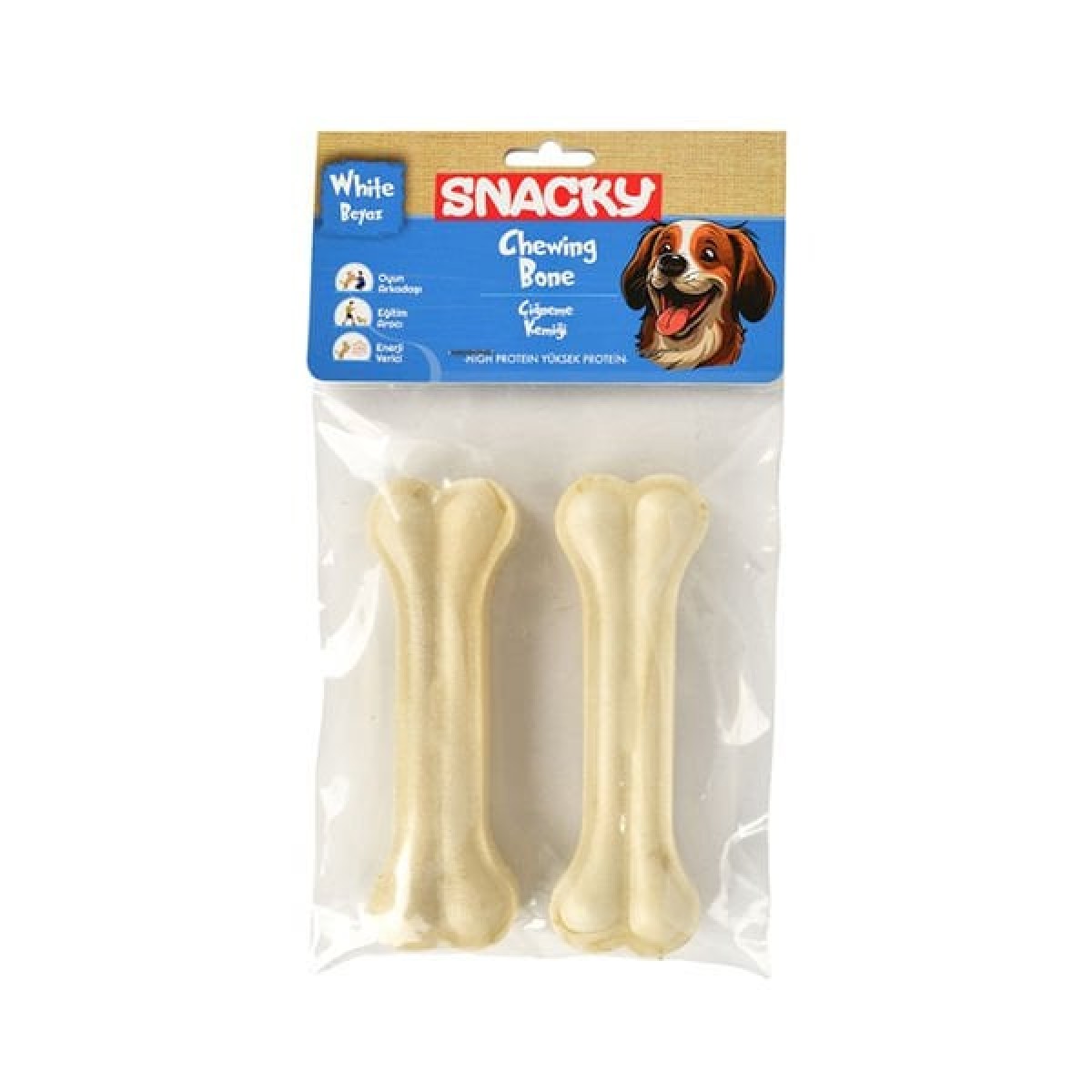 Snacky Beyaz Preslenmiş Yüksek Proteinli Köpek Çiğneme Kemiği 2 Adet 95 Gr