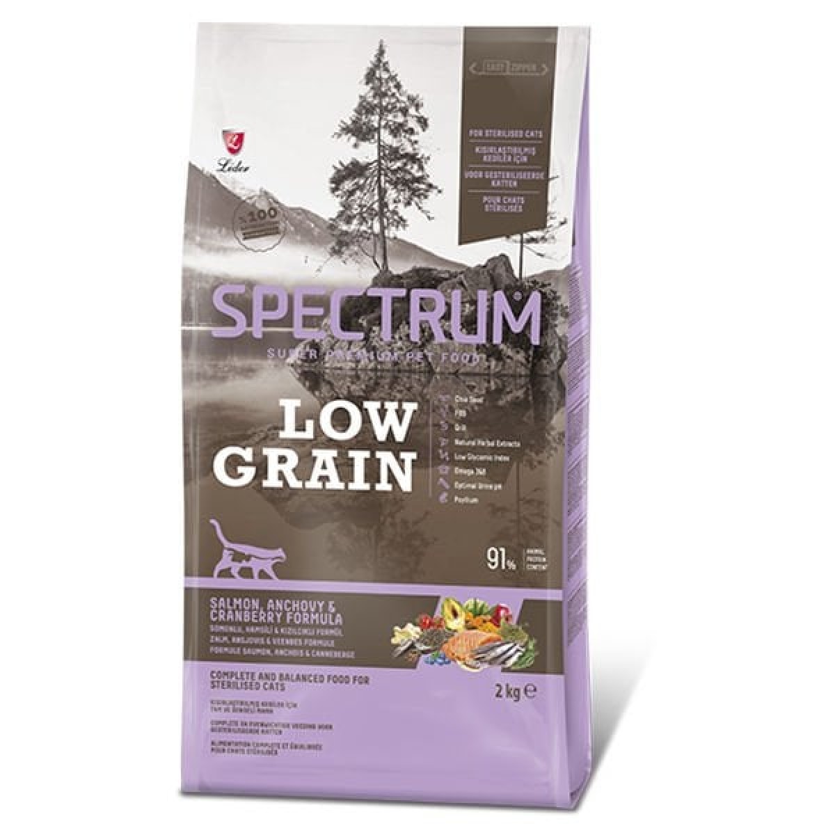 Spectrum Düşük Tahıllı Somonlu Hamsili ve Yaban Mersinli Kısırlaştırılmış Kedi Maması 2 Kg Spectrum Düşük Tahıllı Somonlu Hamsili ve Yaban Mersinli Kısırlaştırılmış Kedi Maması 2 Kg