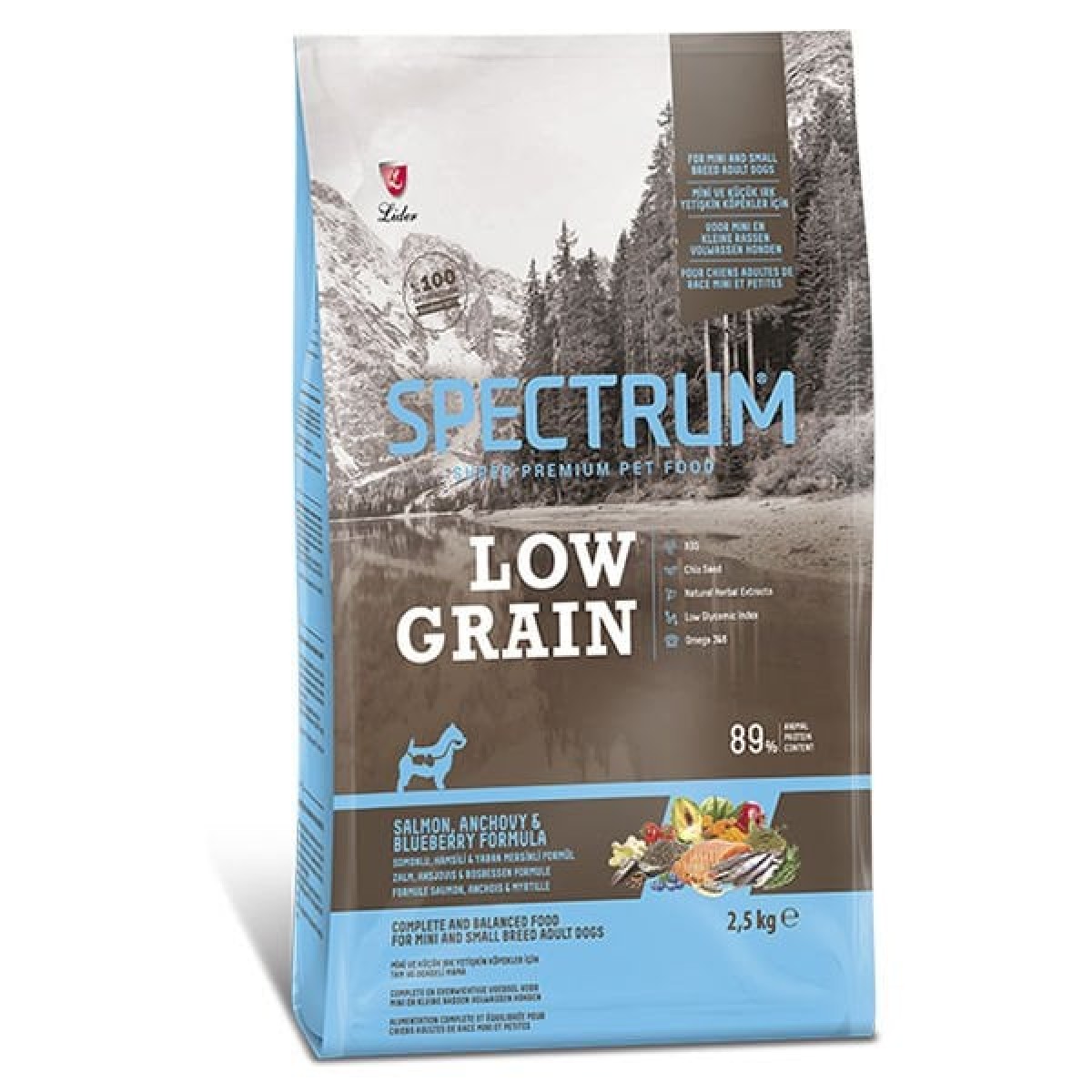 Spectrum Düşük Tahıllı Somonlu Hamsili ve Yaban Mersinli Küçük Irk Yetişkin Köpek Maması 2.5 Kg Spectrum Düşük Tahıllı Somonlu Hamsili ve Yaban Mersinli Küçük Irk Yetişkin Köpek Maması 2.5 Kg