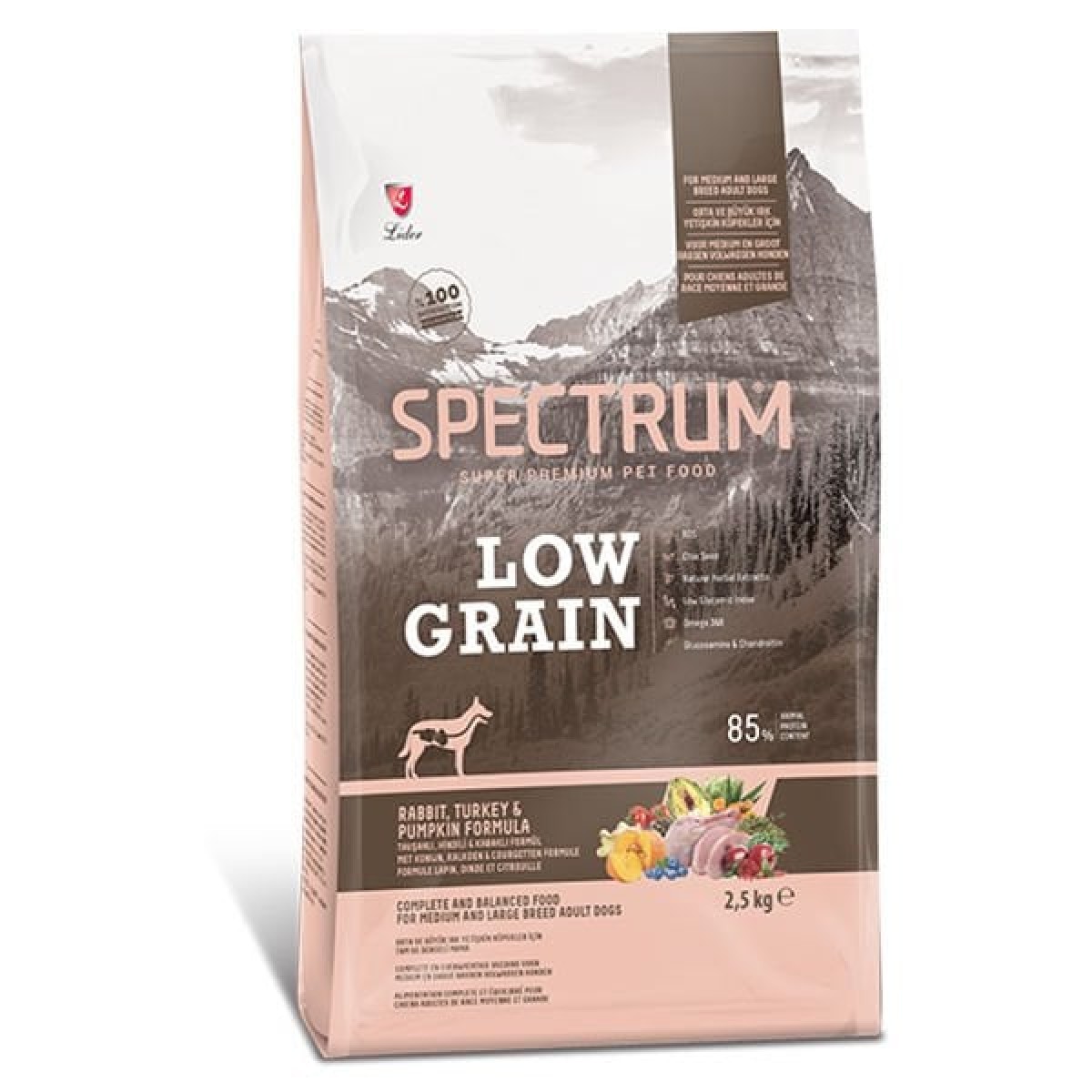 Spectrum Düşük Tahıllı Tavşanlı Hindili ve Bal Kabaklı Orta ve Büyük Irk Yetişkin Köpek Maması 2.5 Kg Spectrum Düşük Tahıllı Tavşanlı Hindili ve Bal Kabaklı Orta ve Büyük Irk Yetişkin Köpek Maması 2.5 Kg