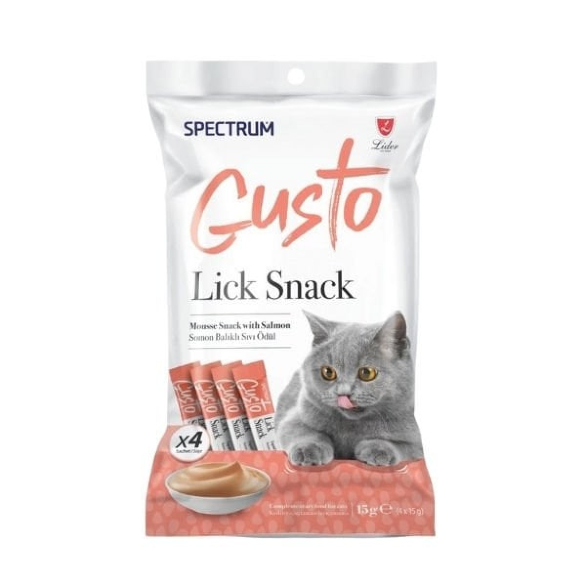 Spectrum Gusto Lick Snack Somonlu Sıvı Kedi Ödül Maması 15 Gr 4 Adet Spectrum Gusto Lick Snack Somonlu Sıvı Kedi Ödül Maması 15 Gr 4 Adet