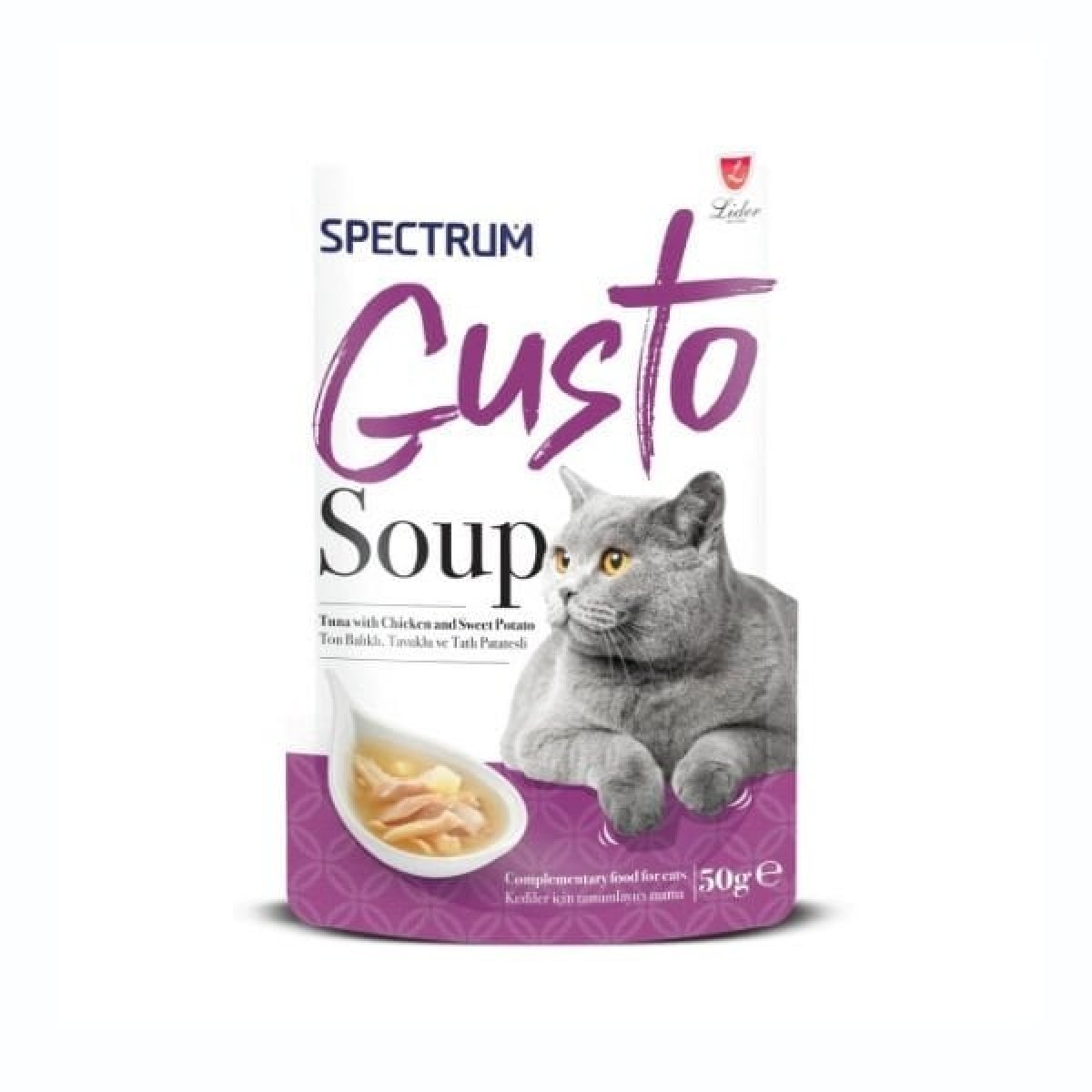 Spectrum Gusto Soup Ton Balıklı Tavuklu ve Tatlı Patatesli Kedi Çorbası 50 Gr Spectrum Gusto Soup Ton Balıklı Tavuklu ve Tatlı Patatesli Kedi Çorbası 50 Gr