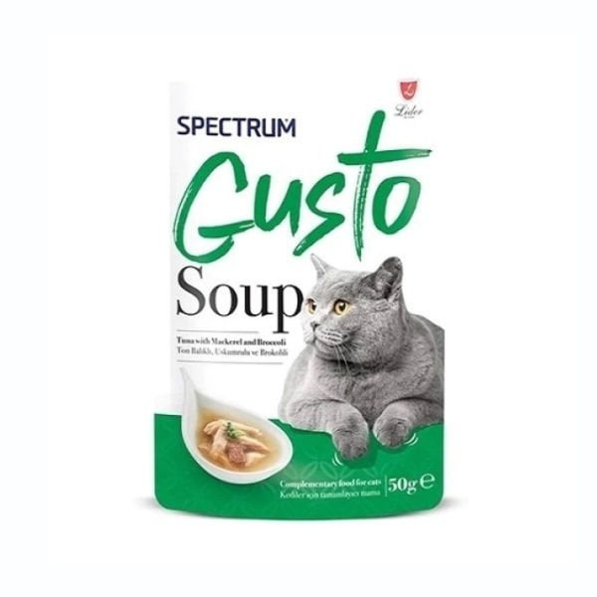 Spectrum Gusto Soup Ton Balıklı Uskumrulu ve Brokolili Kedi Çorbası 50 Gr Spectrum Gusto Soup Ton Balıklı Uskumrulu ve Brokolili Kedi Çorbası 50 Gr
