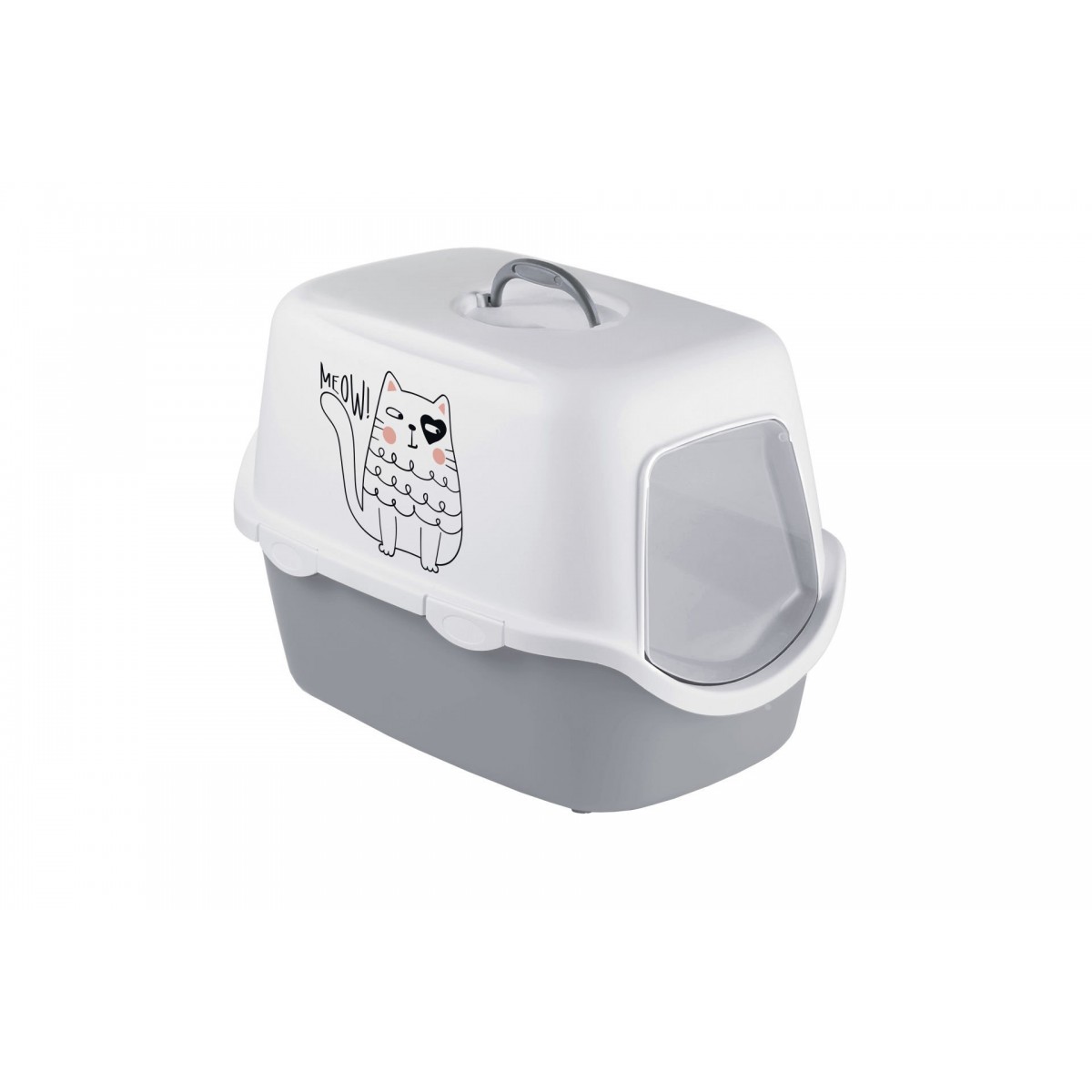 Stefanplast Cathy Griffe Kedi Desenli Kapalı Kedi Tuvaleti Beyaz/Gri 56x40x40 Cm Stefanplast Cathy Griffe Kedi Desenli Kapalı Kedi Tuvaleti Beyaz/Gri 56x40x40 Cm
