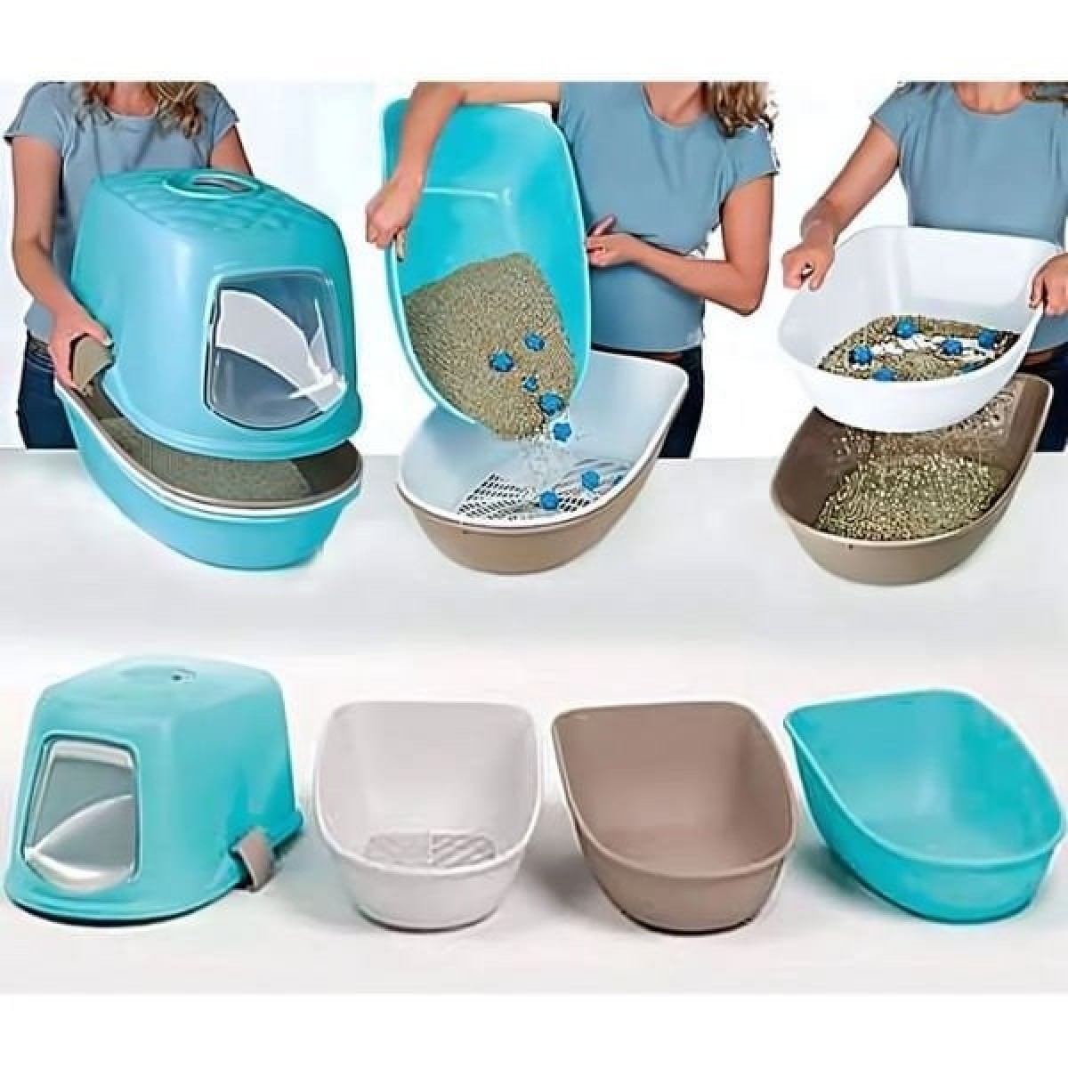Stefanplast Furba Top Chic Elekli Kapalı Kedi Tuvaleti Beyaz/Bej 58.5x39.4x42 Cm Stefanplast Furba Top Chic Elekli Kapalı Kedi Tuvaleti Beyaz/Bej 58.5x39.4x42 Cm