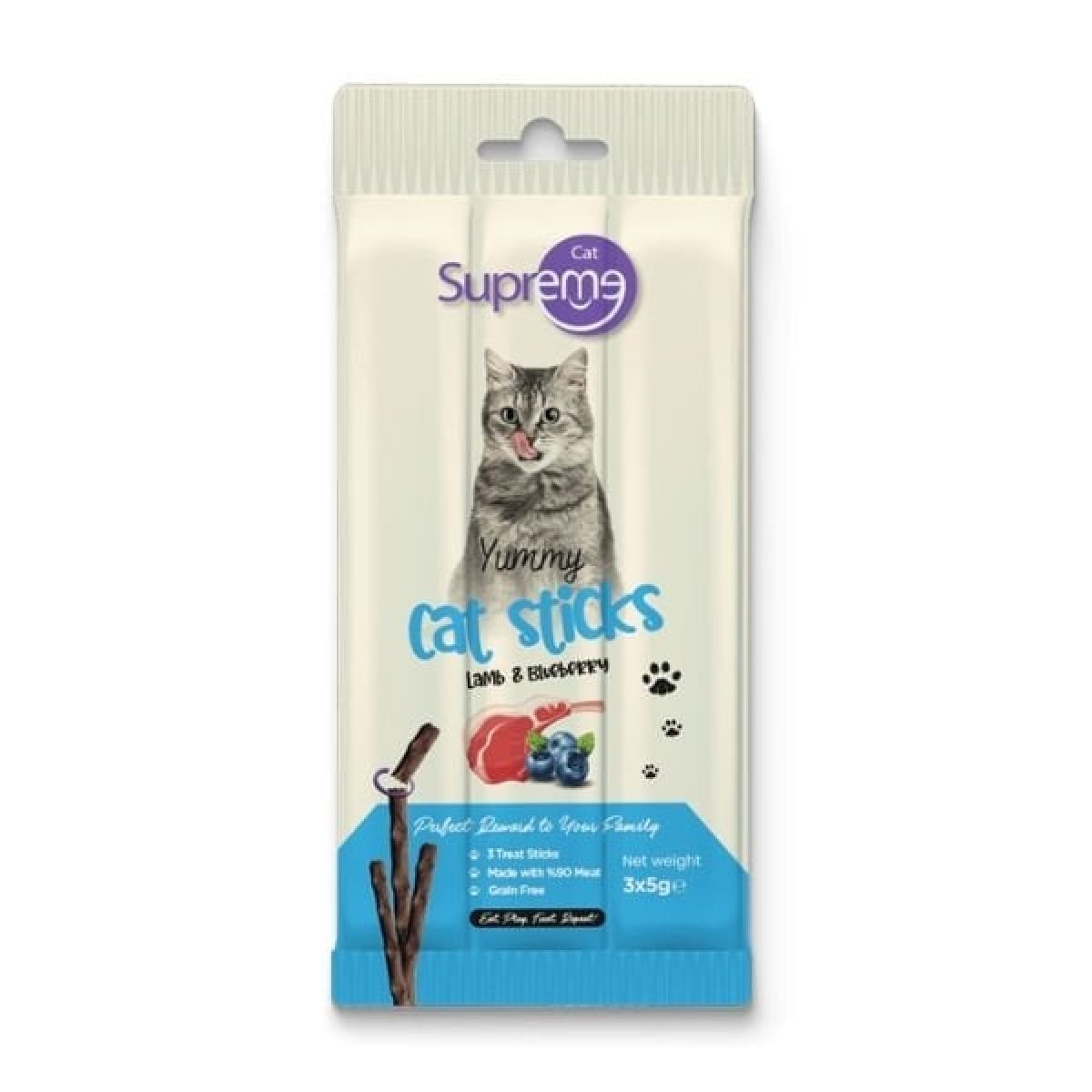 Supreme Cat Kuzu Etli ve Yaban Mersinli Stick Kedi Ödül Maması 3x5 Gr Supreme Cat Kuzu Etli ve Yaban Mersinli Stick Kedi Ödül Maması 3x5 Gr
