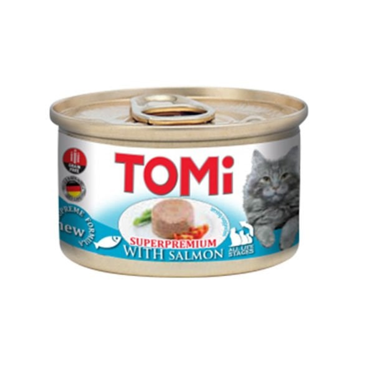 Tomi Kıyılmış Somonlu Tahılsız Yetişkin Konserve Kedi Maması 85 Gr Tomi Kıyılmış Somonlu Tahılsız Yetişkin Konserve Kedi Maması 85 Gr