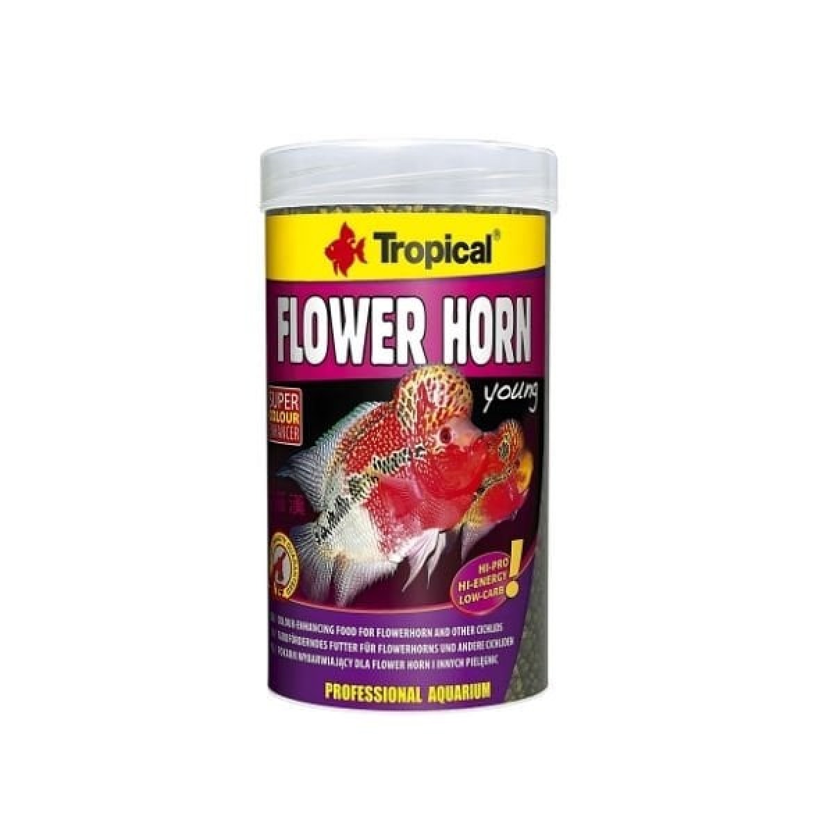 Tropical Flower Horn Young Pellet Genç Flower Horn Balıkları için Renklendirici Balık Yemi 1000 Ml 380 Gr