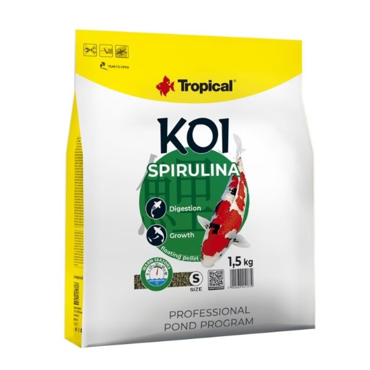 Tropical Spırulına Pellet Koi Balıkları için Spırulına Katkılı Pellet Balık Yemi Small 5 Lt 1.5 Kg