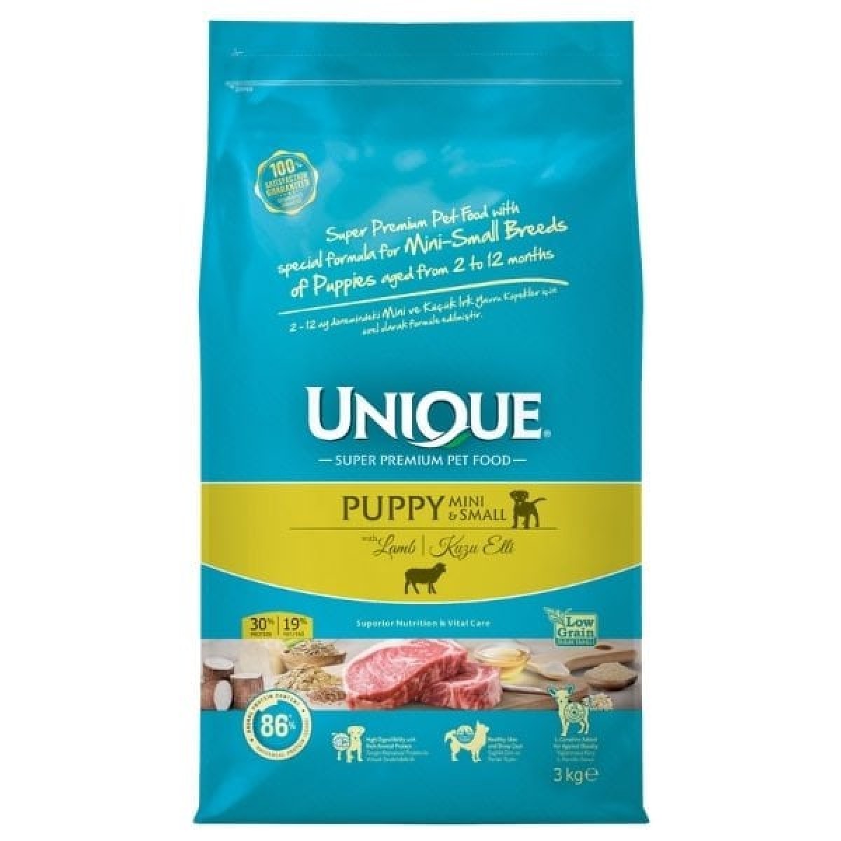 Unique Kuzu Etli Küçük Irk Düşük Tahıllı Yavru Köpek Maması 3 Kg Unique Kuzu Etli Küçük Irk Düşük Tahıllı Yavru Köpek Maması 3 Kg