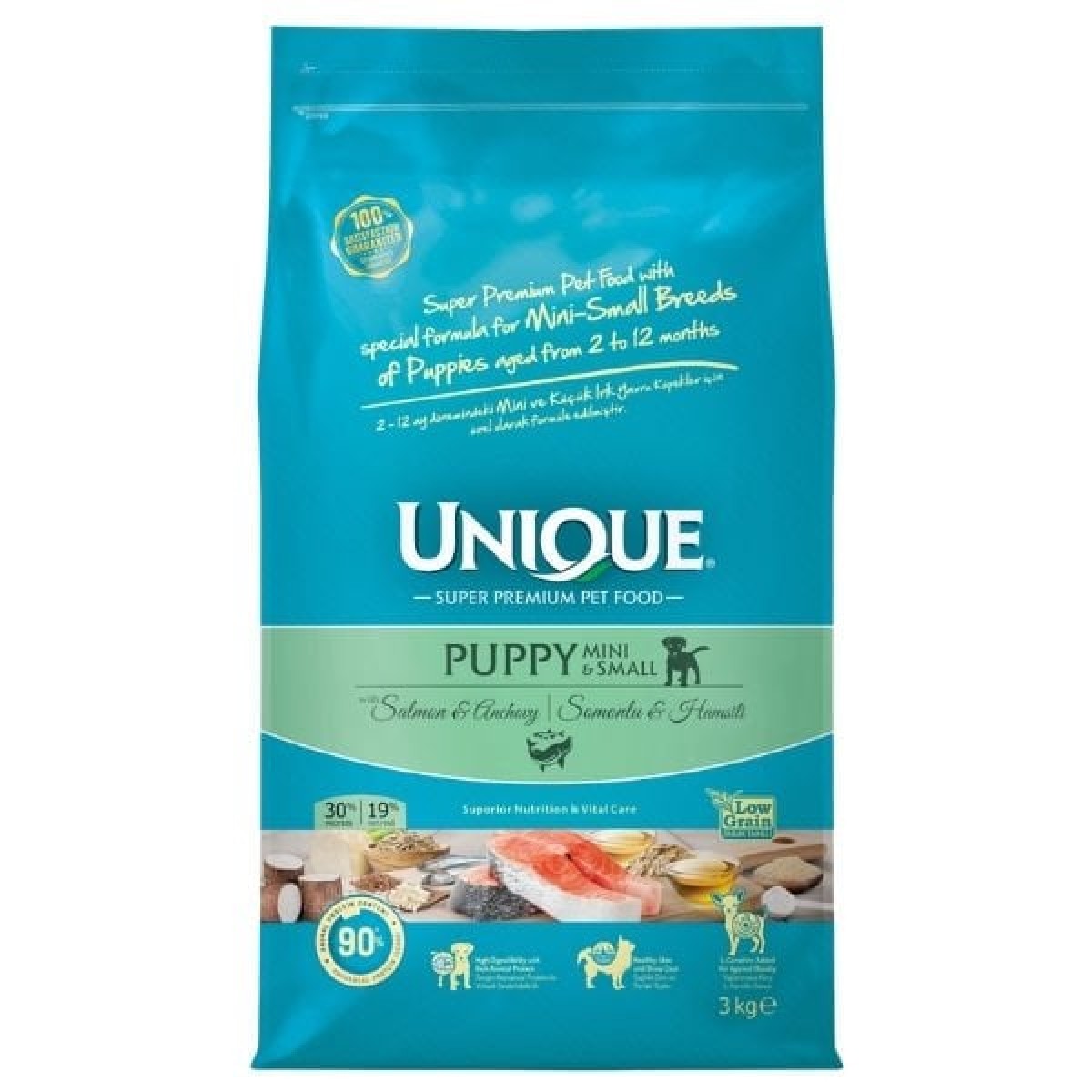 Unique Somonlu ve Hamsili Küçük Irk Düşük Tahıllı Yavru Köpek Maması 3 Kg Unique Somonlu ve Hamsili Küçük Irk Düşük Tahıllı Yavru Köpek Maması 3 Kg