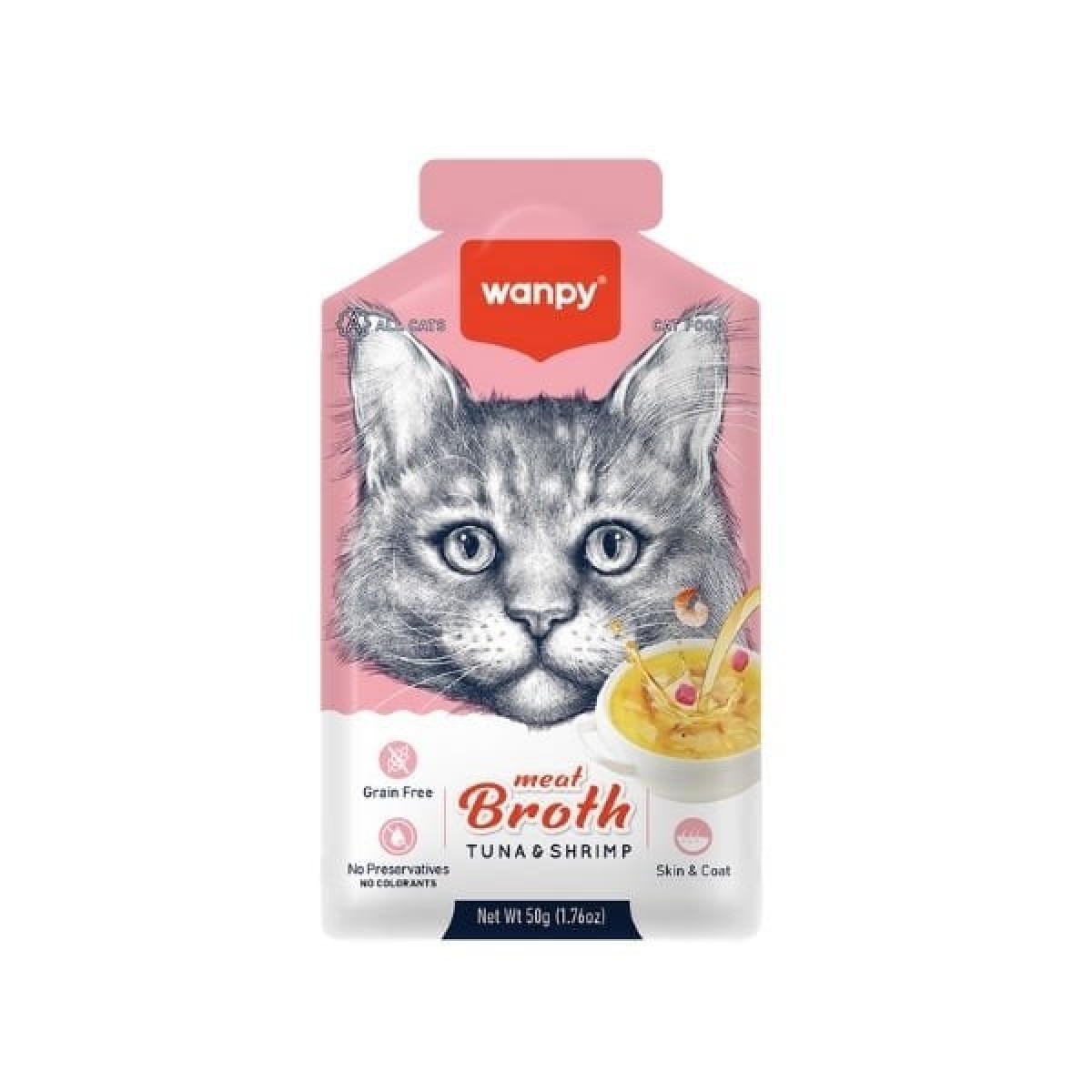 Wanpy Ton Balıklı ve Karidesli Tahılsız Kedi Çorbası 50 Gr Wanpy Ton Balıklı ve Karidesli Tahılsız Kedi Çorbası 50 Gr