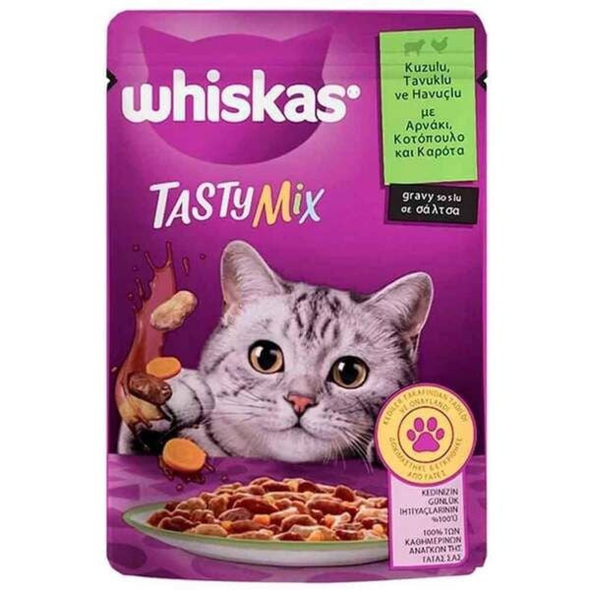 Whiskas Pouch Tasty Mix Sos İçerisinde Kuzu Etli Tavuklu ve Havuçlu Yetişkin Konserve Kedi Maması 85 Gr Whiskas Pouch Tasty Mix Sos İçerisinde Kuzu Etli Tavuklu ve Havuçlu Yetişkin Konserve Kedi Maması 85 Gr