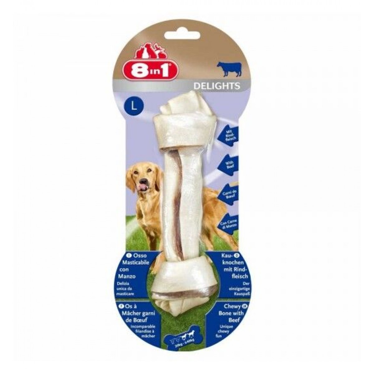 8in1 Delights Bones Biftekli Köpek Kemik Ödülü Large 85 Gr