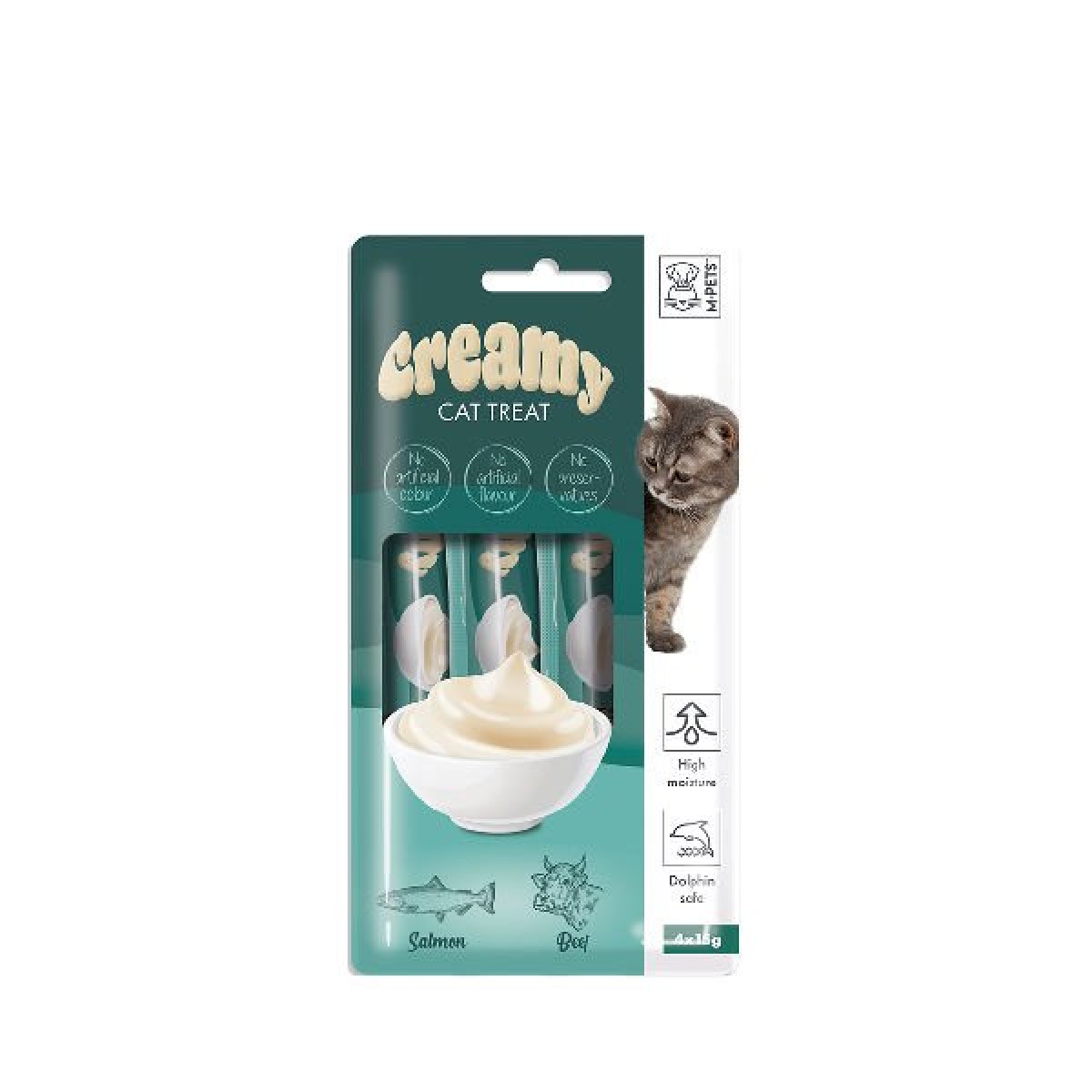 M-Pets Creamy Somonlu ve Biftekli Sıvı Kedi Ödülü 1 Adet 4x15 Gr