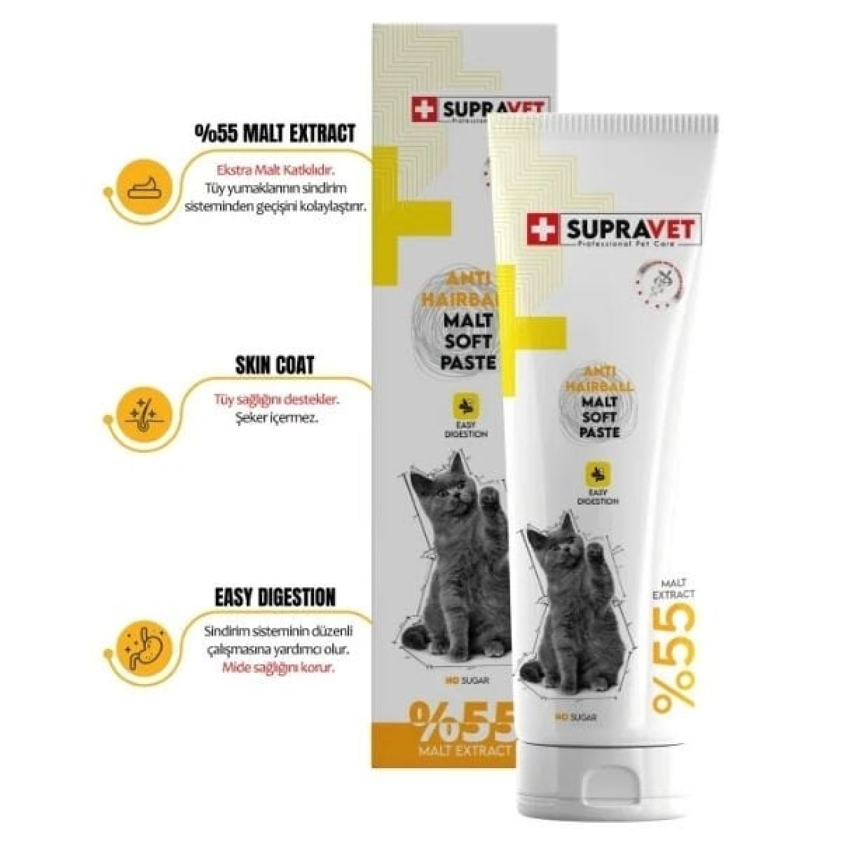 Supravet Anti Hairball Tüy Yumağı Önleyici Kedi Malt Macunu 30 Gr