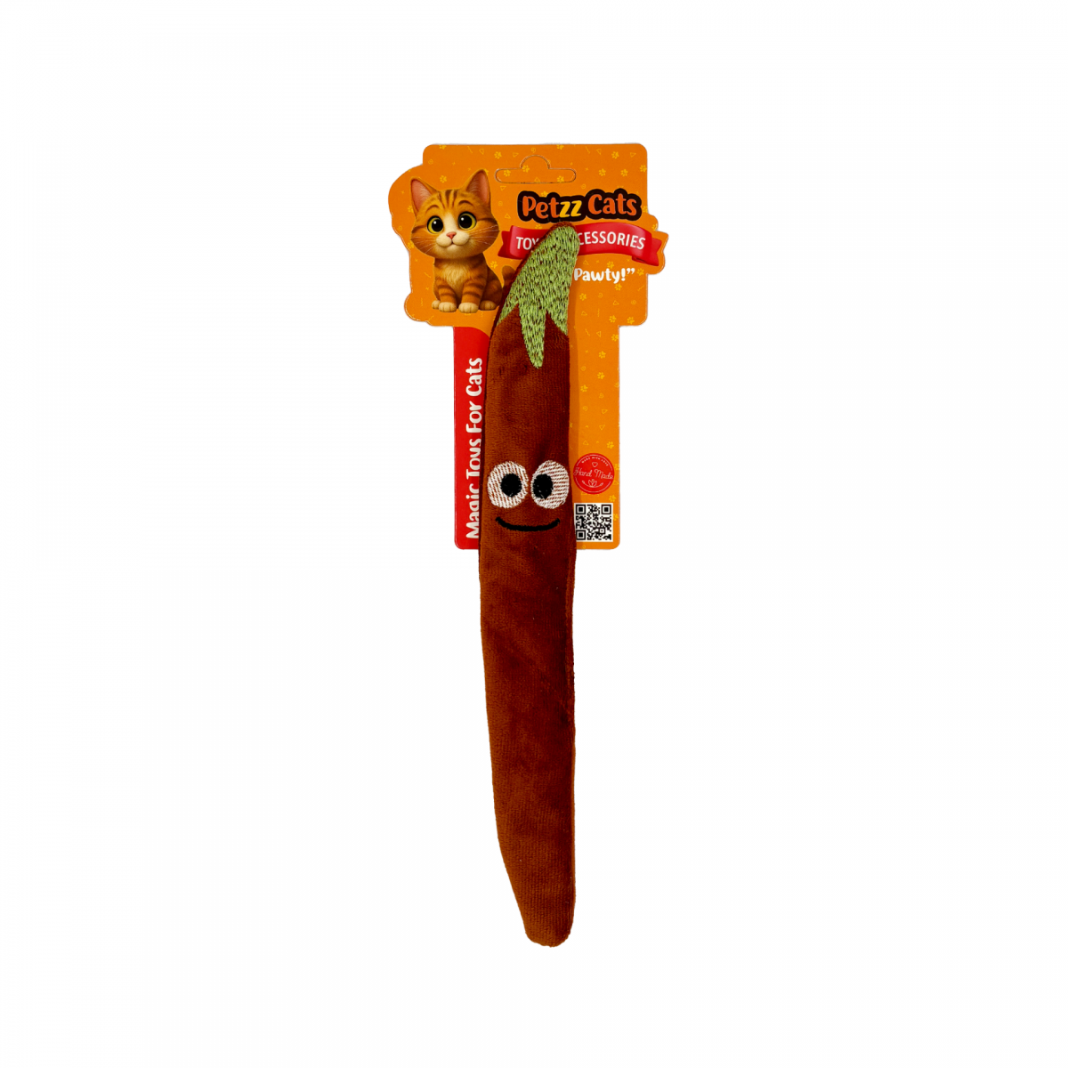 PetzzCats Peppry Matatabi ve Çıngırak Sesli Peluş Kedi Oyuncağı Kahverengi 28x4 Cm