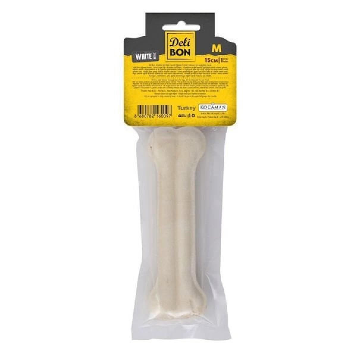 Delibon Deri Press Köpek Kemik Ödülü Beyaz Medium 15 Cm 1 Adet