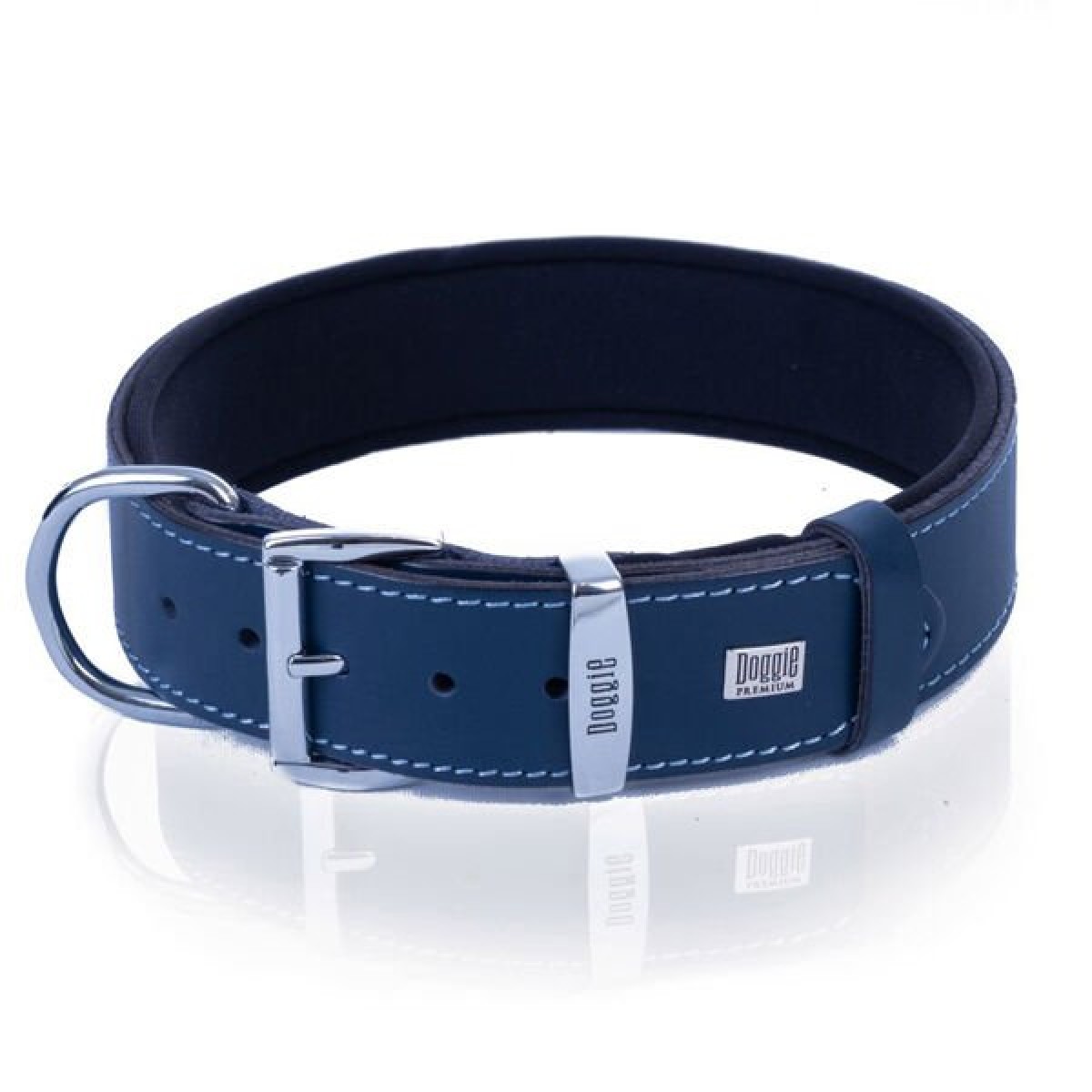 Doggie Comfort Deri Pati Desenli Köpek Boyun Tasması Large Mavi 3.5x52-60 Cm