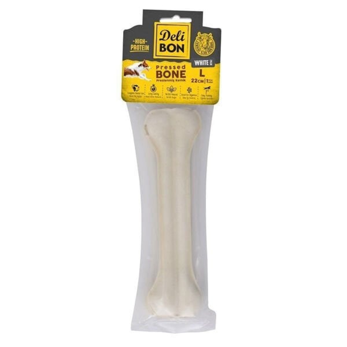 Delibon Deri Press Köpek Kemik Ödülü Beyaz Medium 22 Cm 1 Adet
