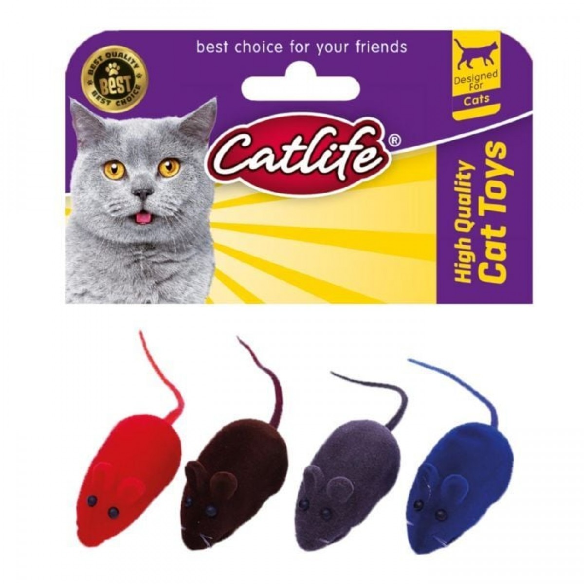 Catlife Fare Şeklinde Peluş Kedi Oyuncağı 4 Adet Renkli 2 Cm