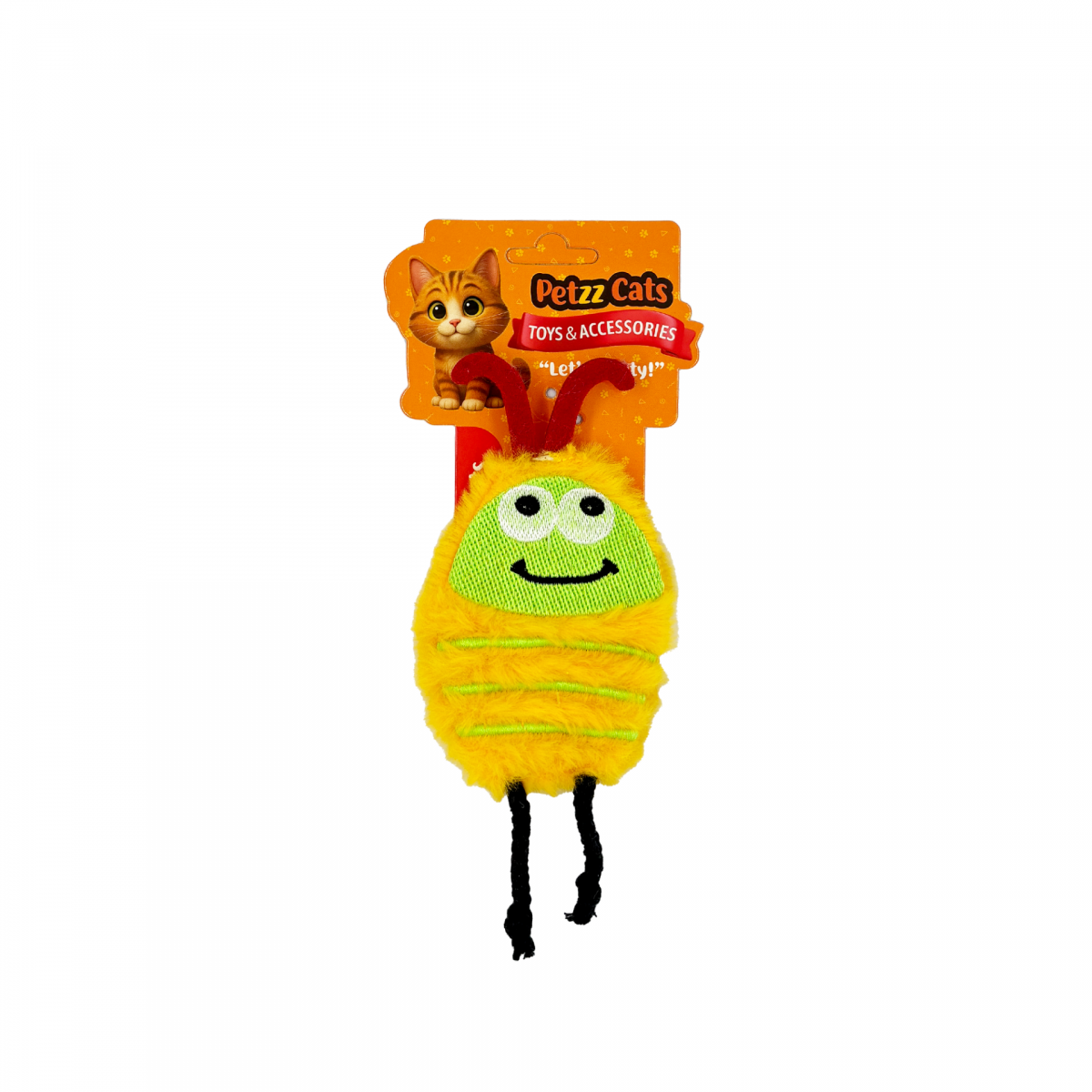 PetzzCats Bug Matatabi ve Çıngırak Sesli Peluş Kedi Oyuncağı Sarı 16x8 Cm
