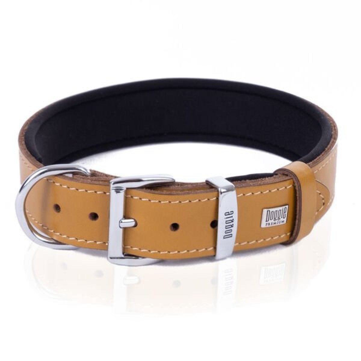 Doggie Comfort Deri Kemik Süslü Köpek Boyun Tasması Large Camel 3.5x52-60 Cm