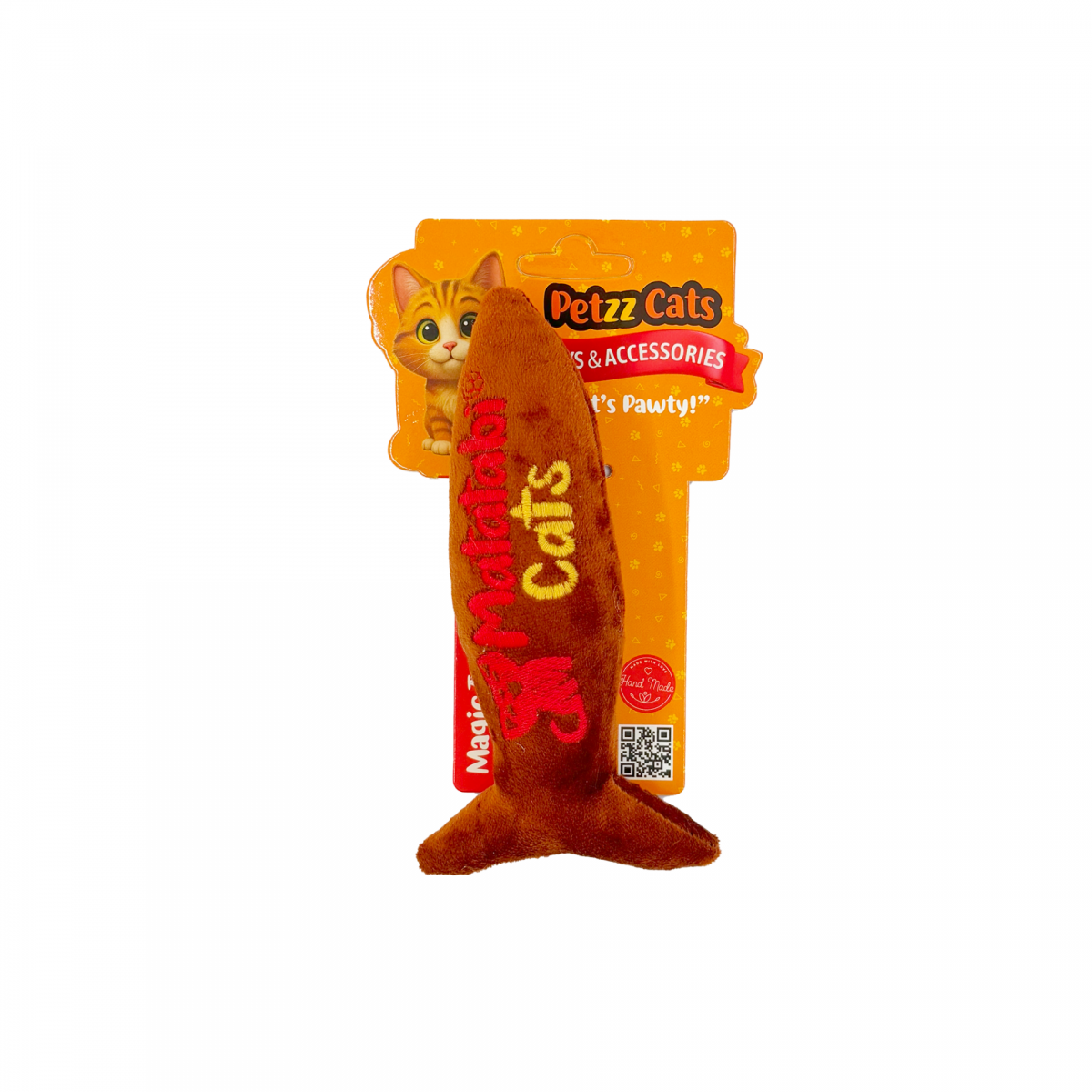 PetzzCats Jr. Fish Matatabi ve Çıngırak Sesli Peluş Kedi Oyuncağı Kahverengi 17x7 Cm