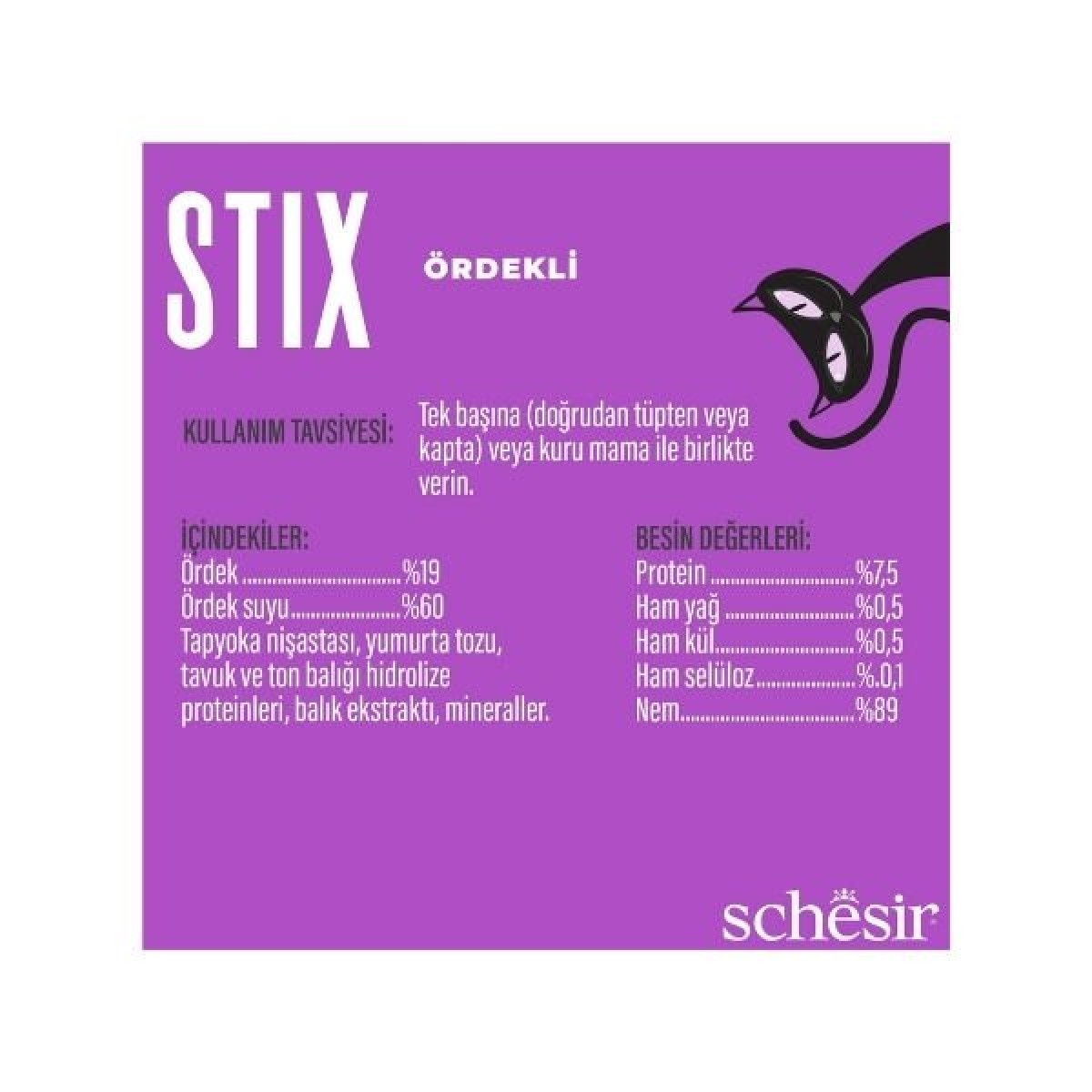 Schesir Cat Stick Ördekli Sıvı Kedi Ödül Maması 1 Adet 6x15 Gr